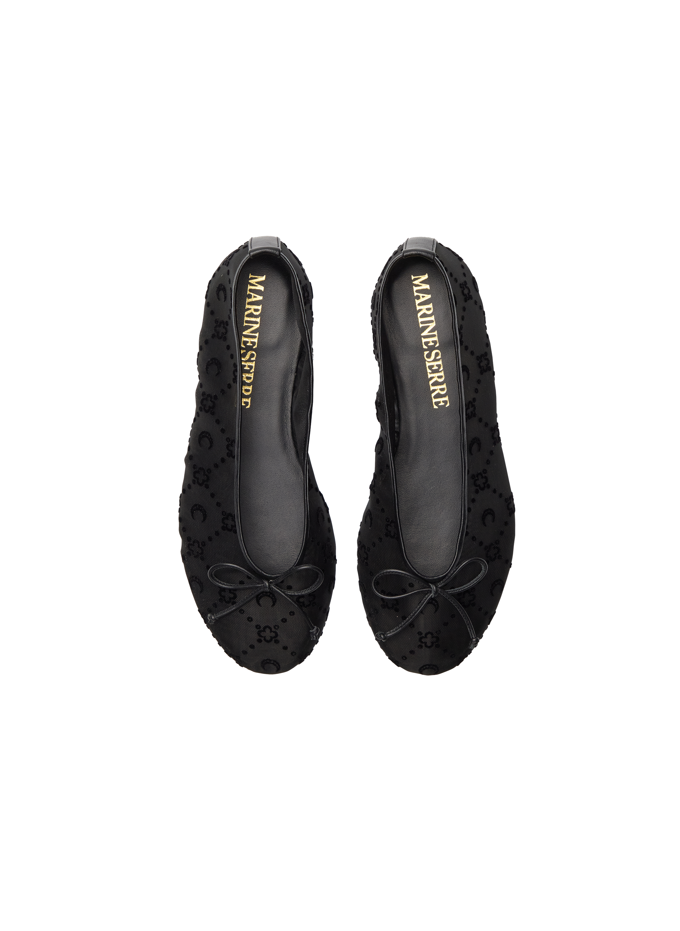 Moonogram mesh flock flats MARINE SERRE Black
