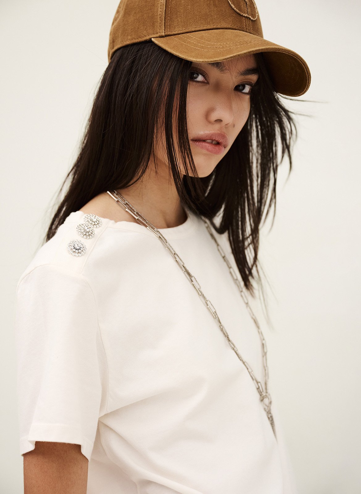 Tee-shirt col rond en coton elmer BA&SH Beige