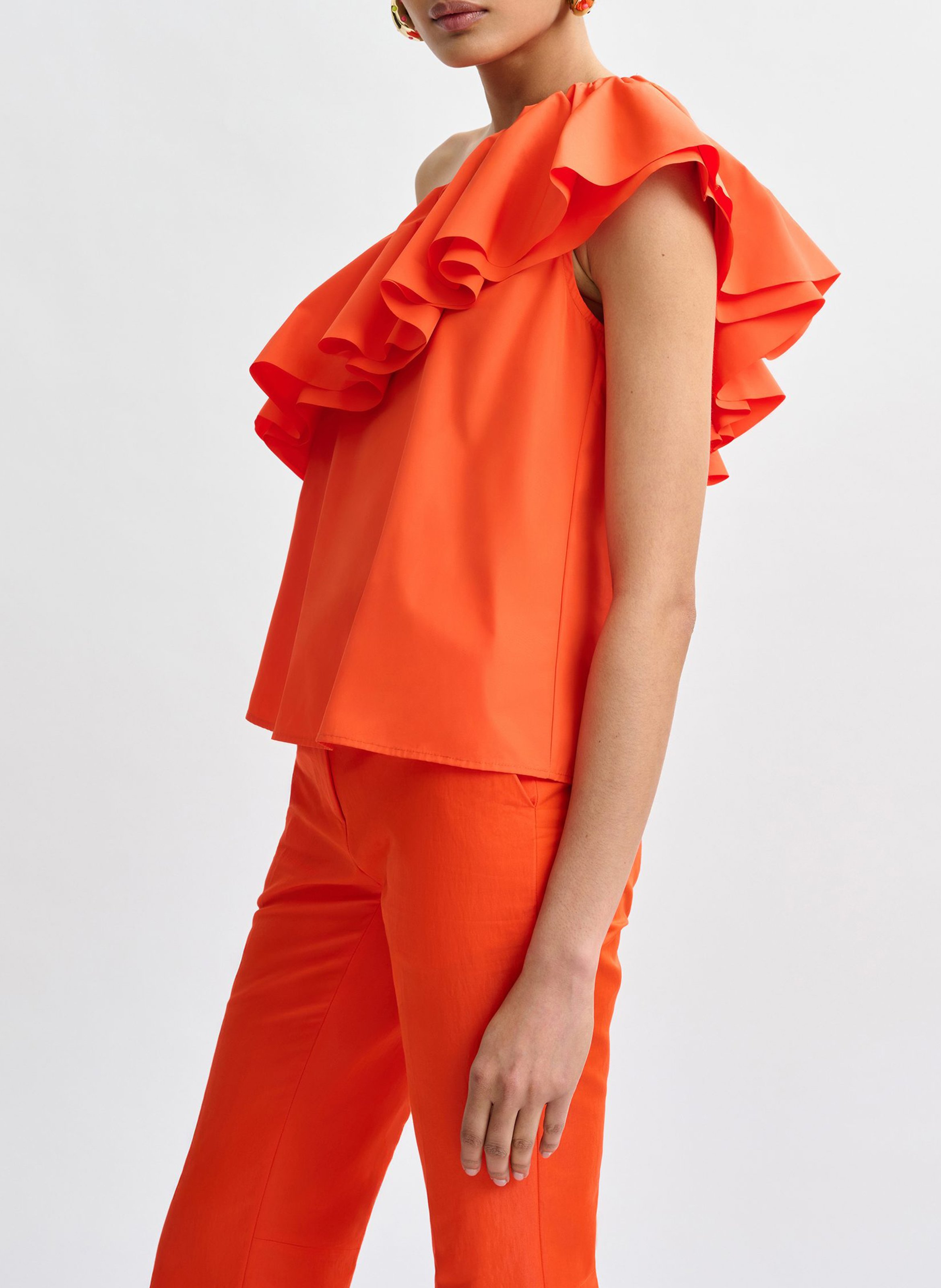 Top asymétrique imprimé jillian ESSENTIEL ANTWERP Orange