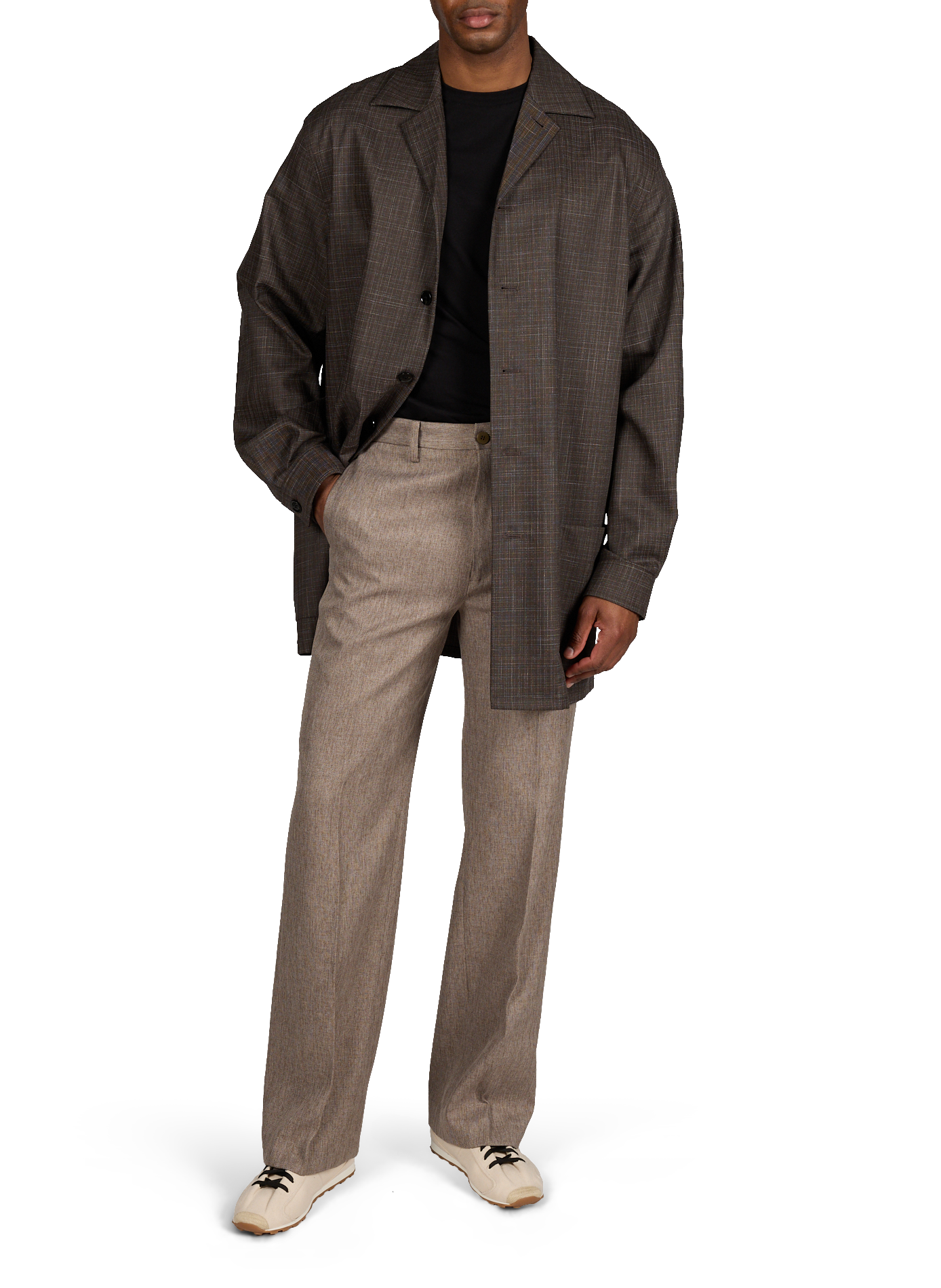 Oversize Nottingham Hemd aus Wolle und Baumwollmischung LACOSTE Braun