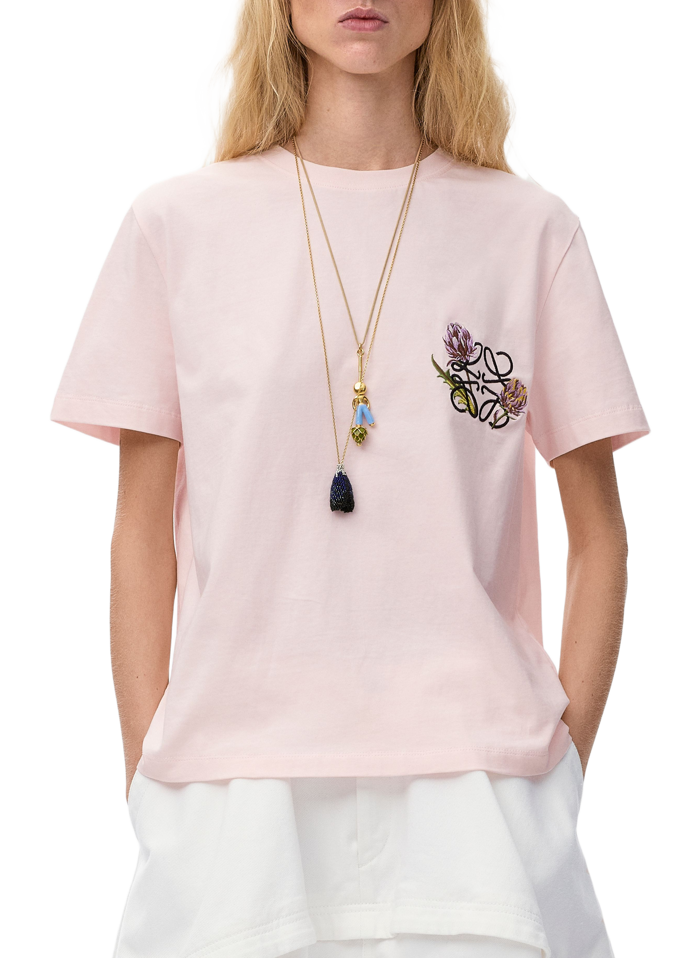 Classic embroidered cotton t-shirt LOEWE Pink