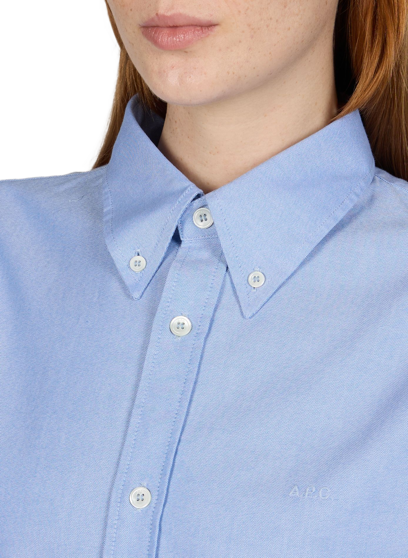 Straight long-sleeve cotton shirt A.P.C. Blue