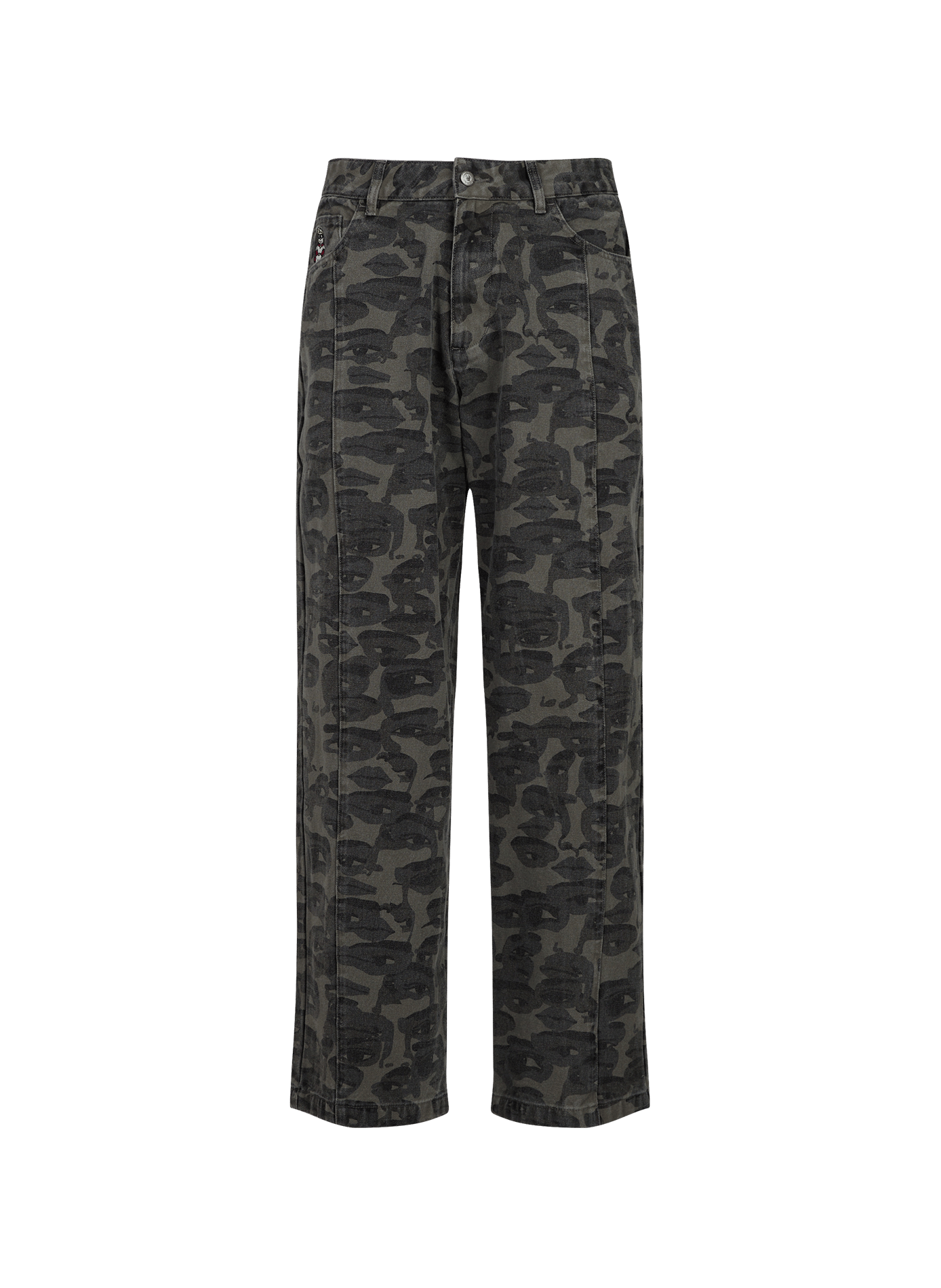 Baggy camouflage pattern cotton jeans KIDSUPER Black
