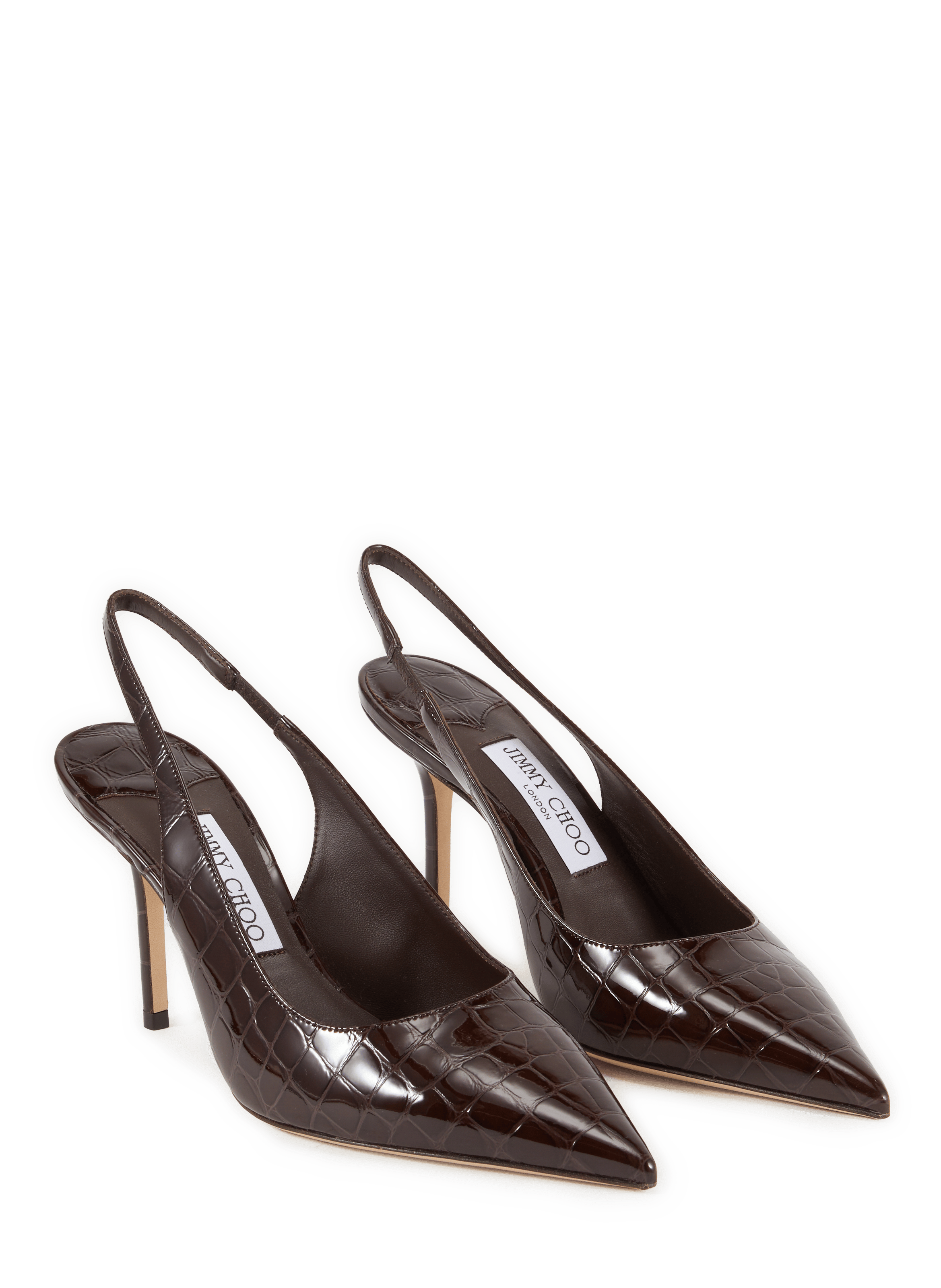 Sling-back Love 85 in vernis printed crocodile JIMMY CHOO Marrone