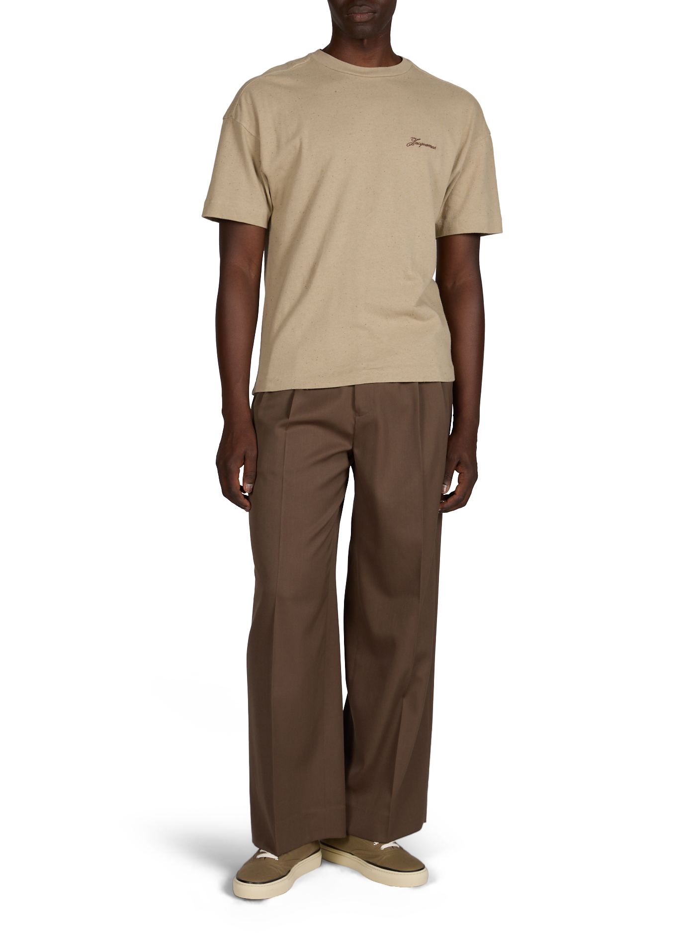 T-shirt à col rond en coton mélangé JACQUEMUS Beige