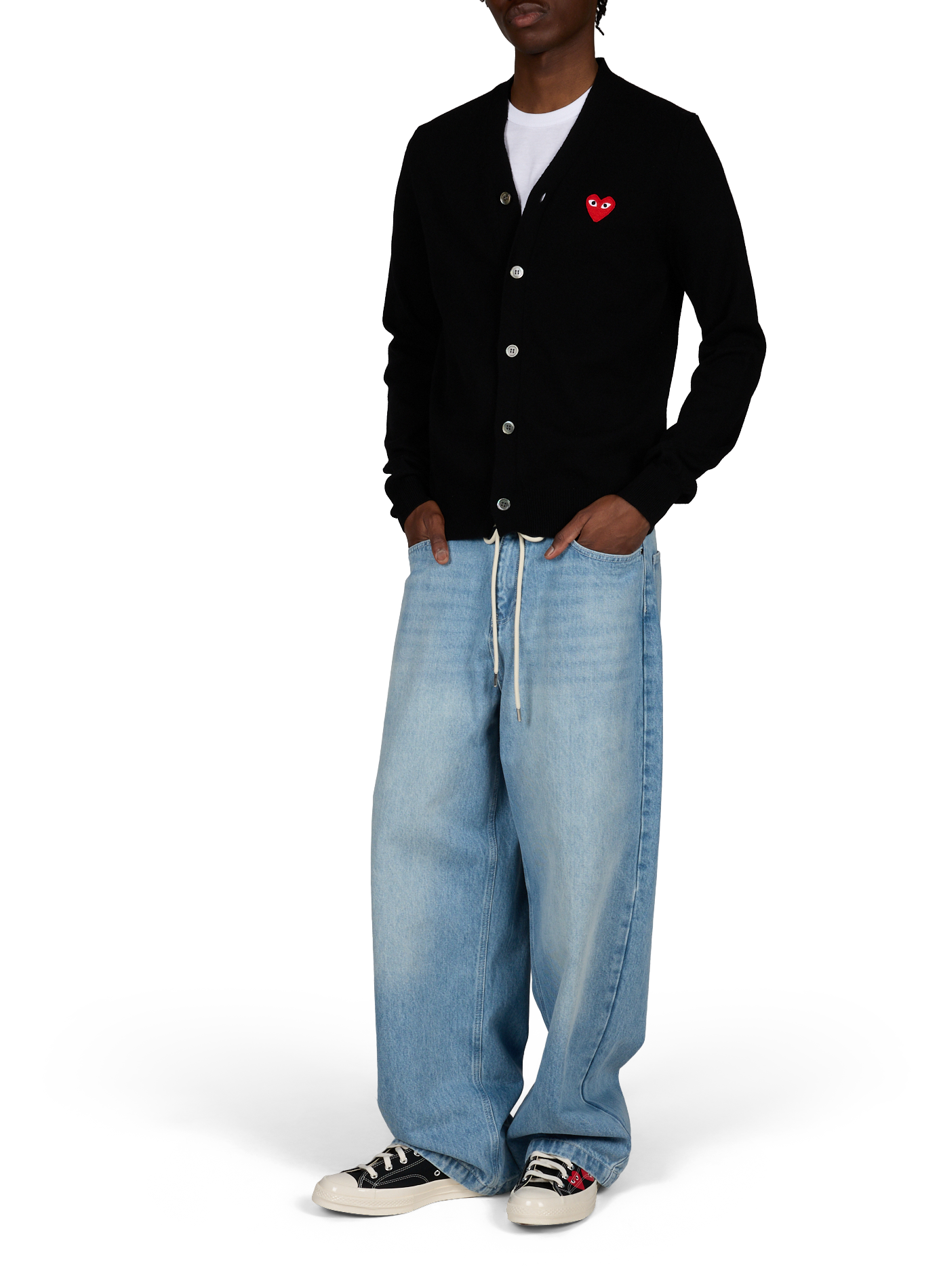 Heart patch wool cardigan COMME DES GARCONS PLAY Black