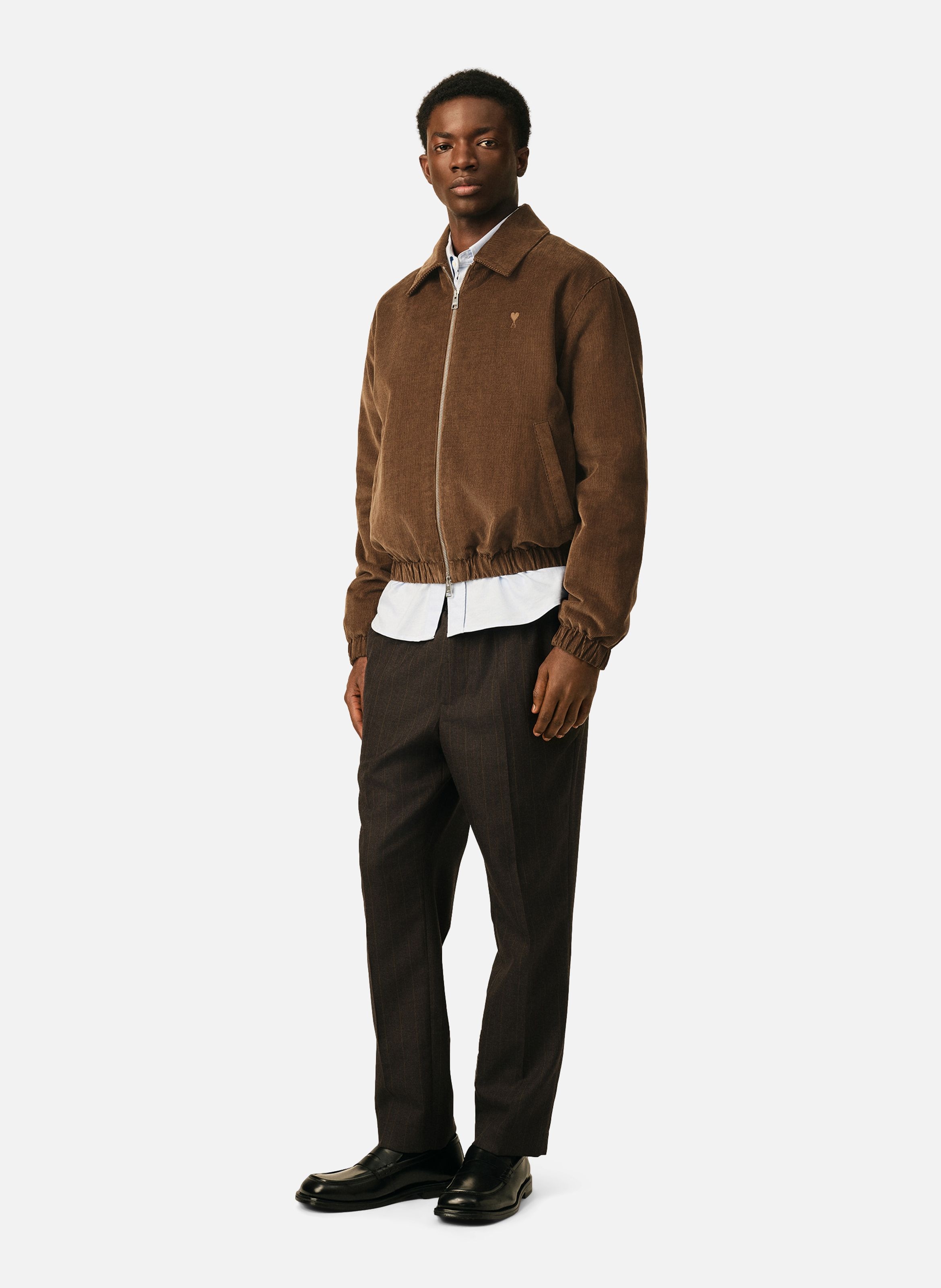 Blouson rembourré en velours de coton ami de coeur AMI PARIS Marron