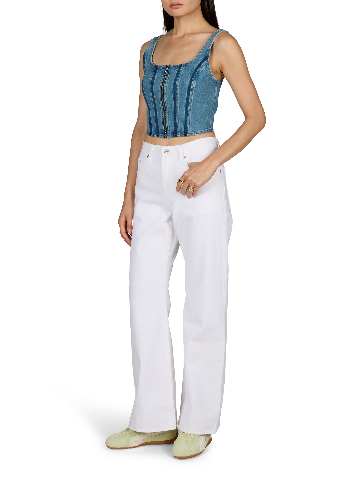 Bustier denim avec zip avant en coton mélangé LEVI'S Bleu