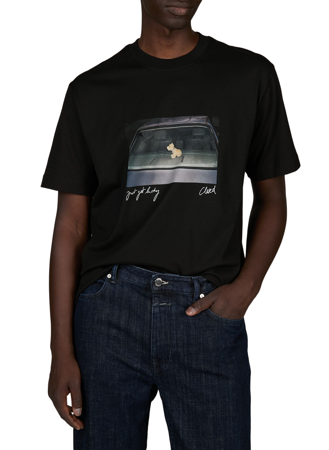 Tee-shirt col rond en coton CLOSED Noir