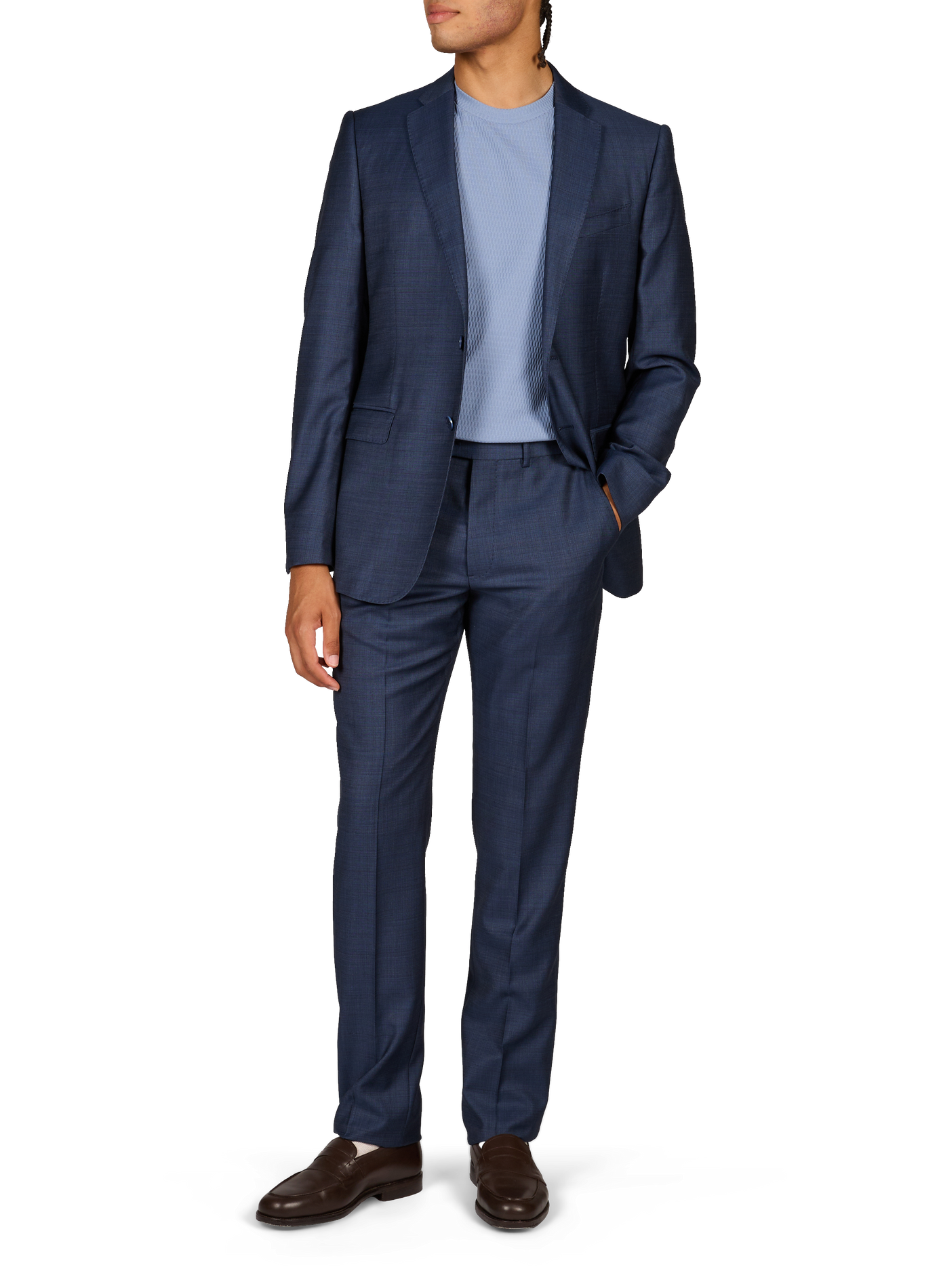 Two-piece virgin wool tweed suit EMPORIO ARMANI Blue