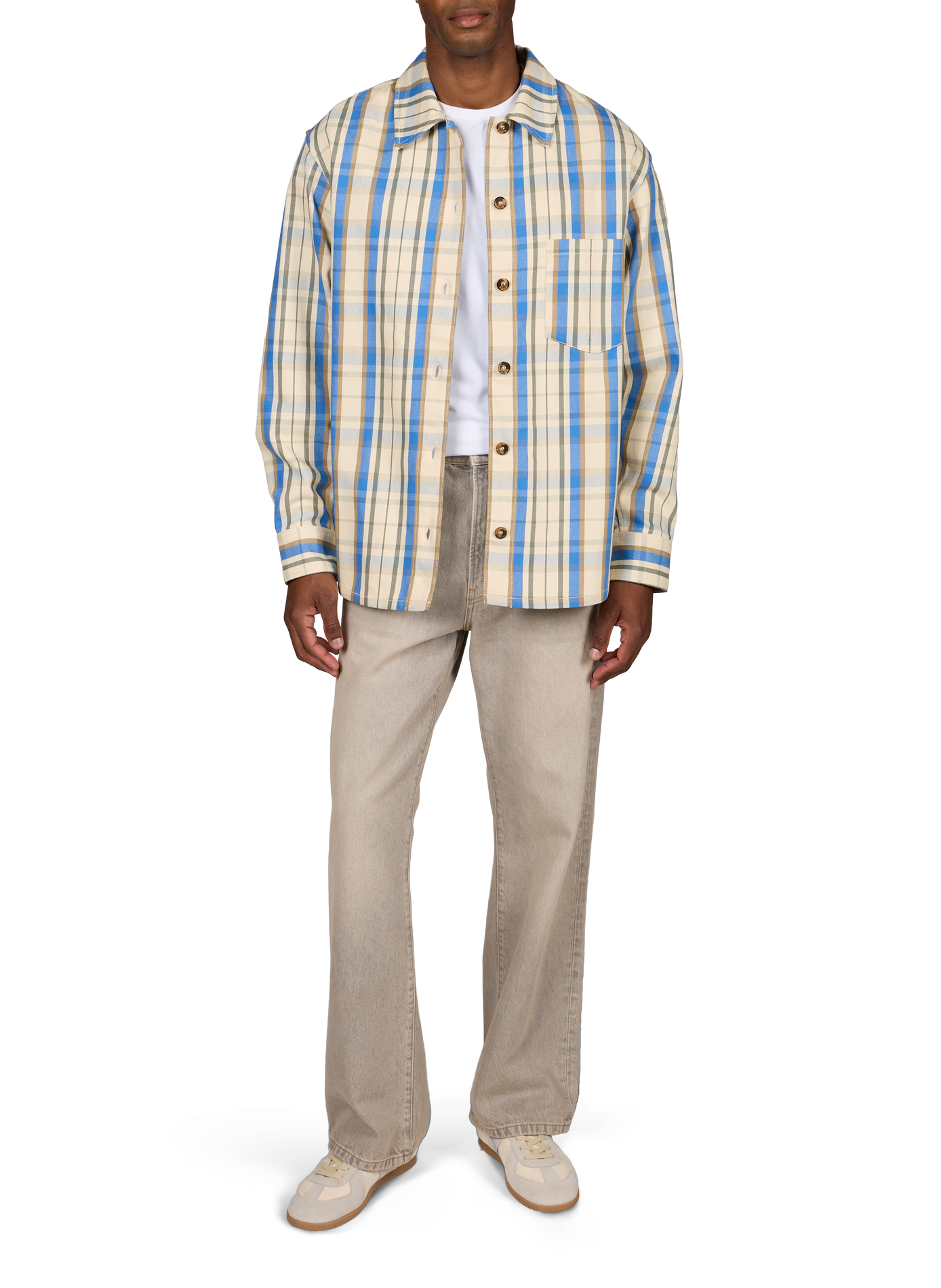 Kariertes Baumwollhemdjacke A.P.C. Beige