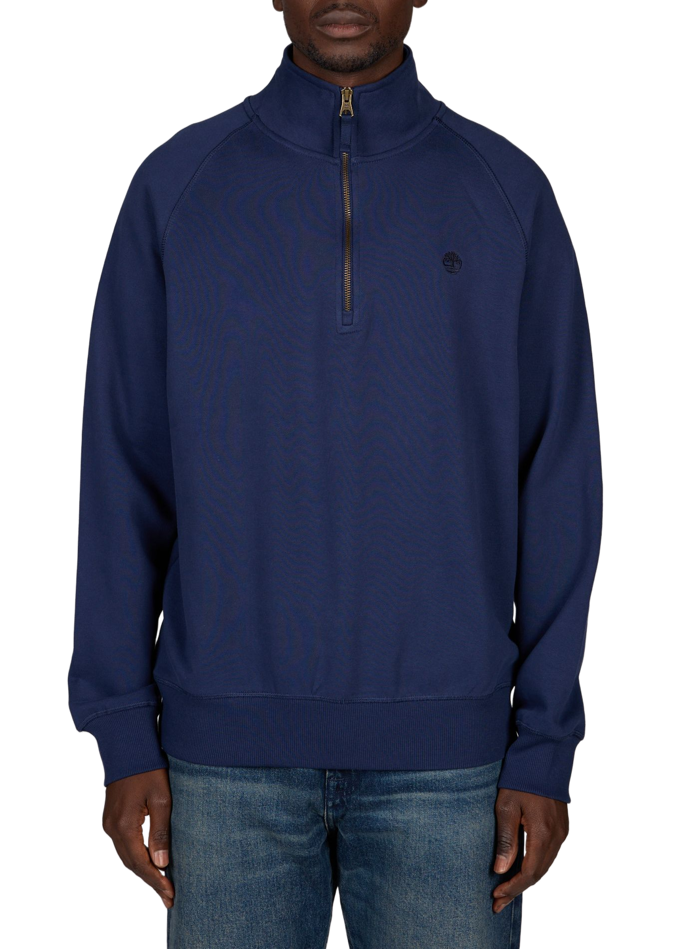Straight cut high-neck cotton sweater TIMBERLAND Blue