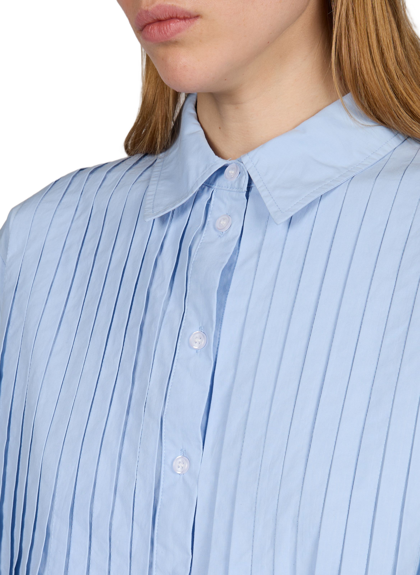 Pleated long-sleeve shirt in blended cotton SUNCOO Blue