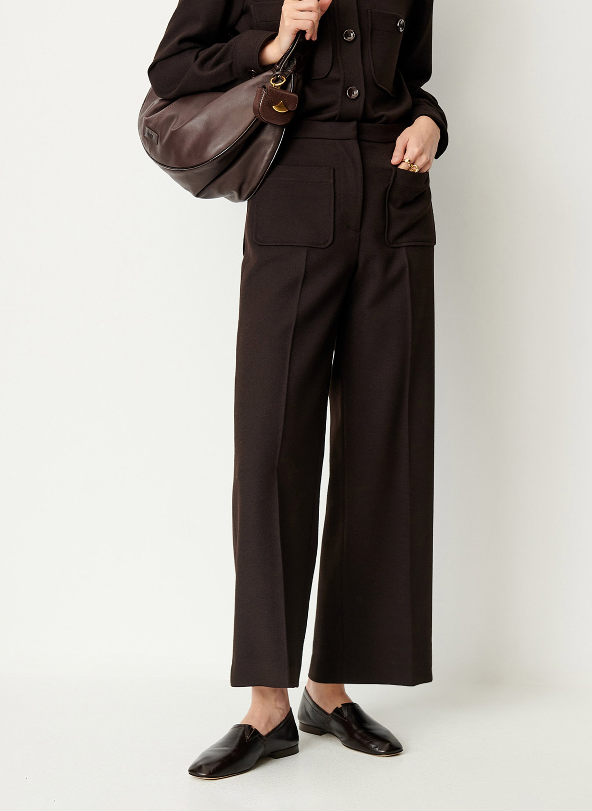 Pantalon droit à plis marqués alberwool SESSUN Marron