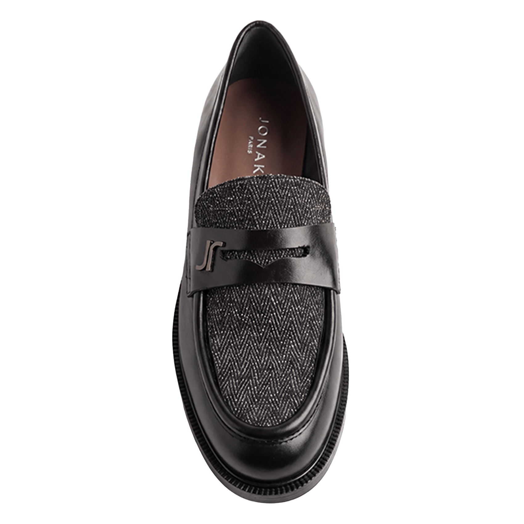 Mocassins en cuir avec empiècement à chevrons duedi JONAK Gris