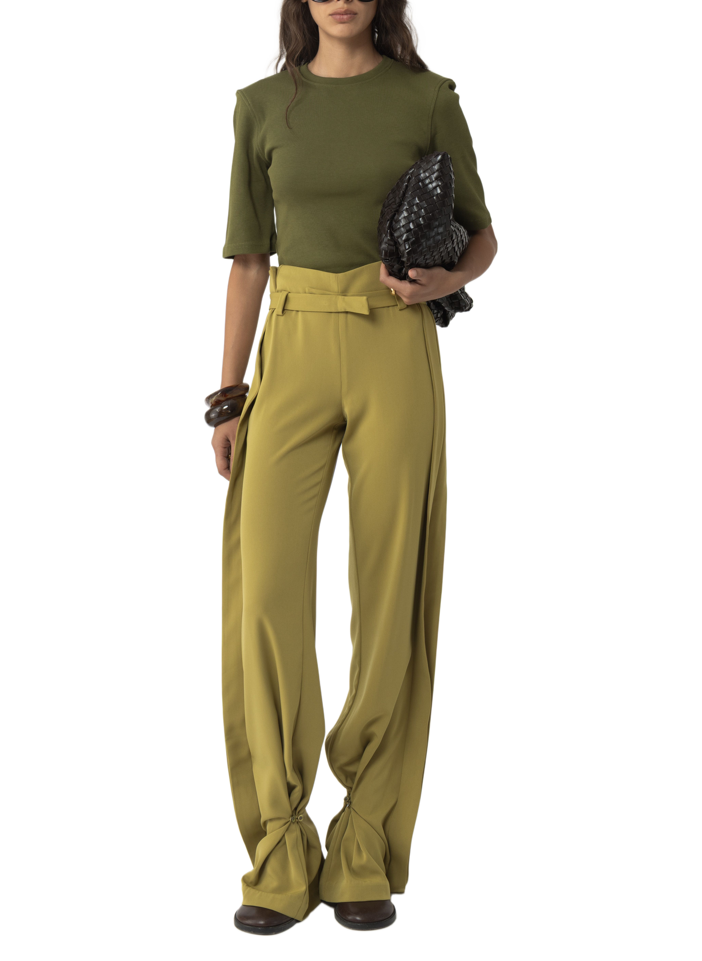 Tee-shirt col rond en coton ARAKII Khaki