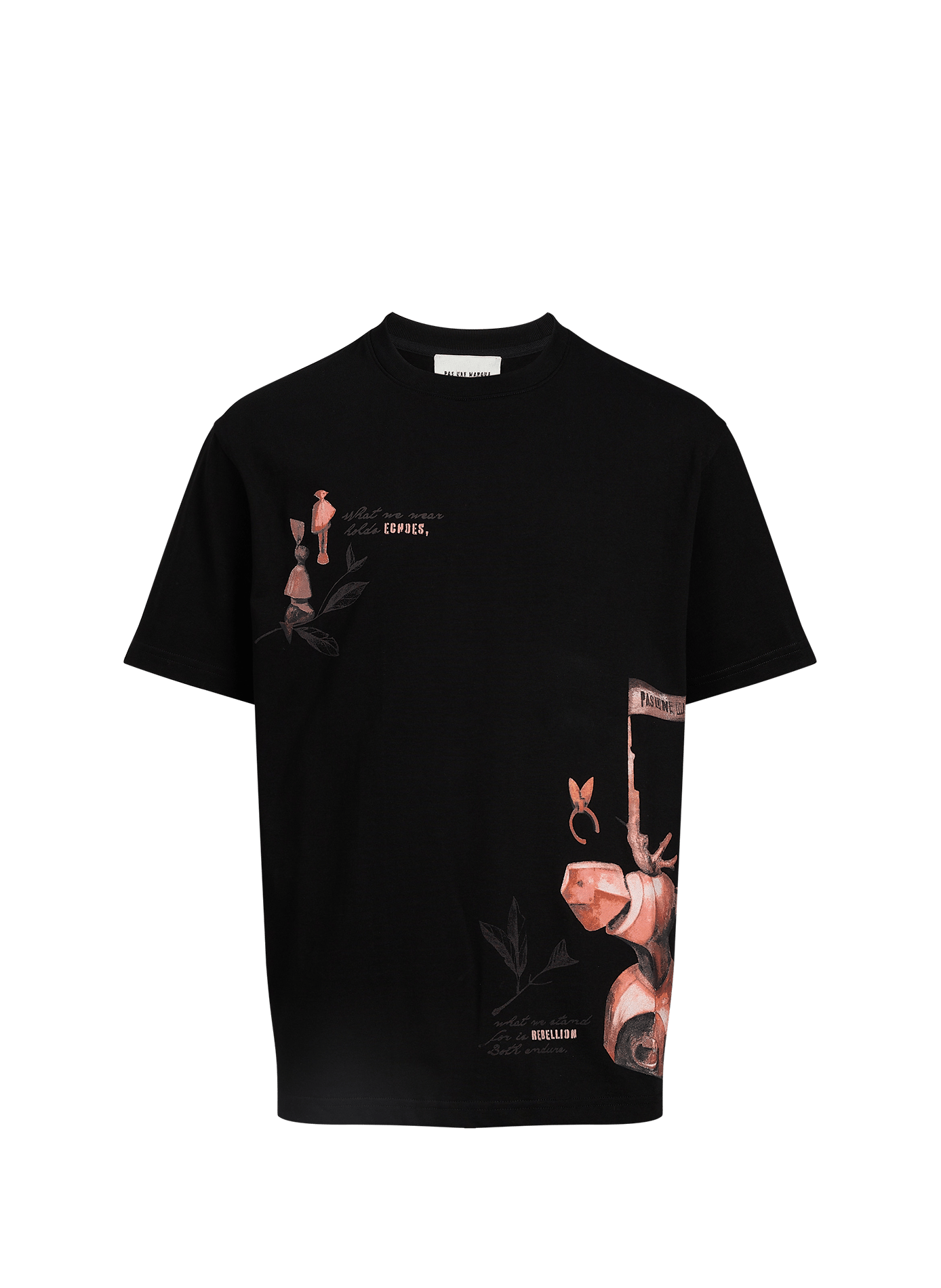 Gerade geschnittenes T-Shirt mit Rundhalsausschnitt und Siebdruck PAS UNE MARQUE Schwarz