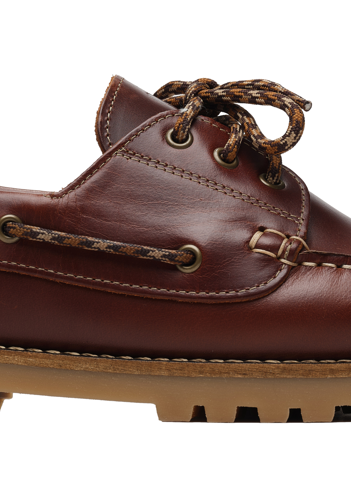 Larch leather lace-up boat shoes FAGUO Brown