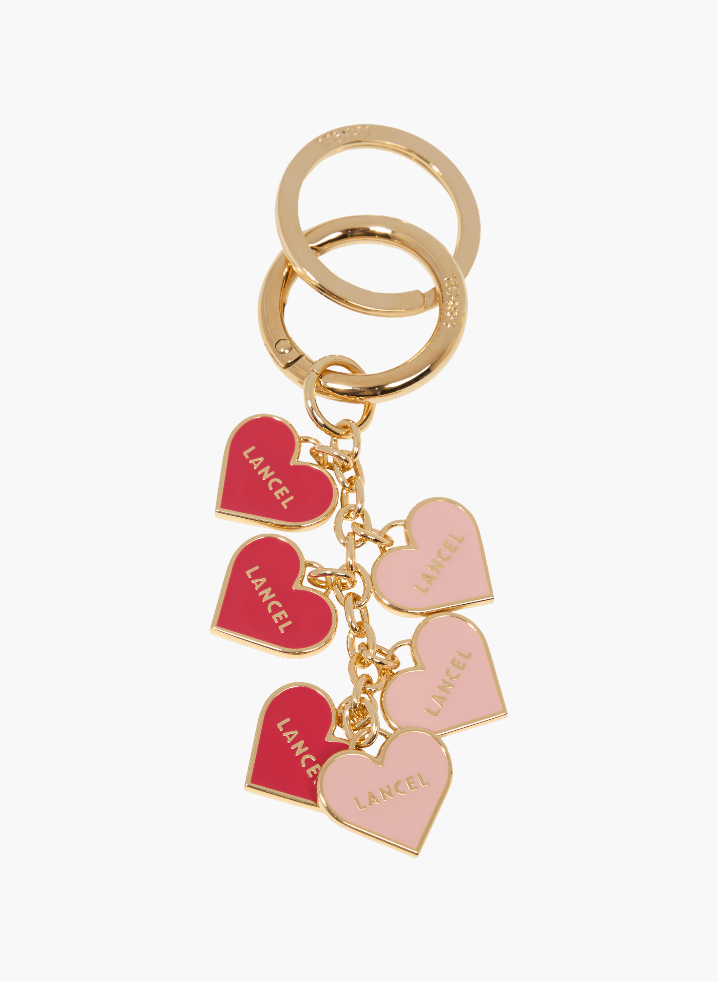 Sleutelhanger met meerdere hartbedels van Lancel in metaal LANCEL Roze