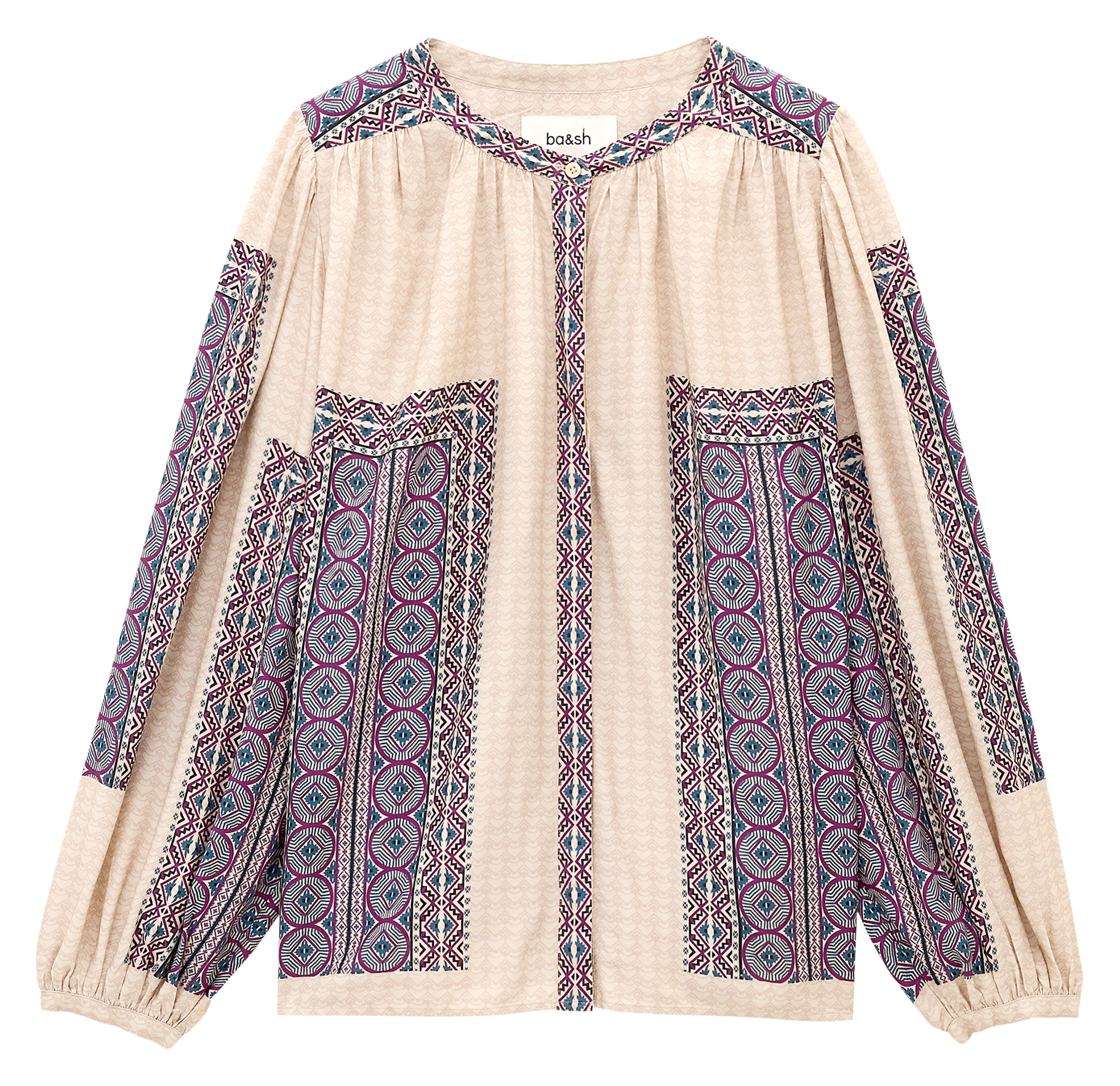 Blouse ample imprimée col rond olivio BA&SH Beige