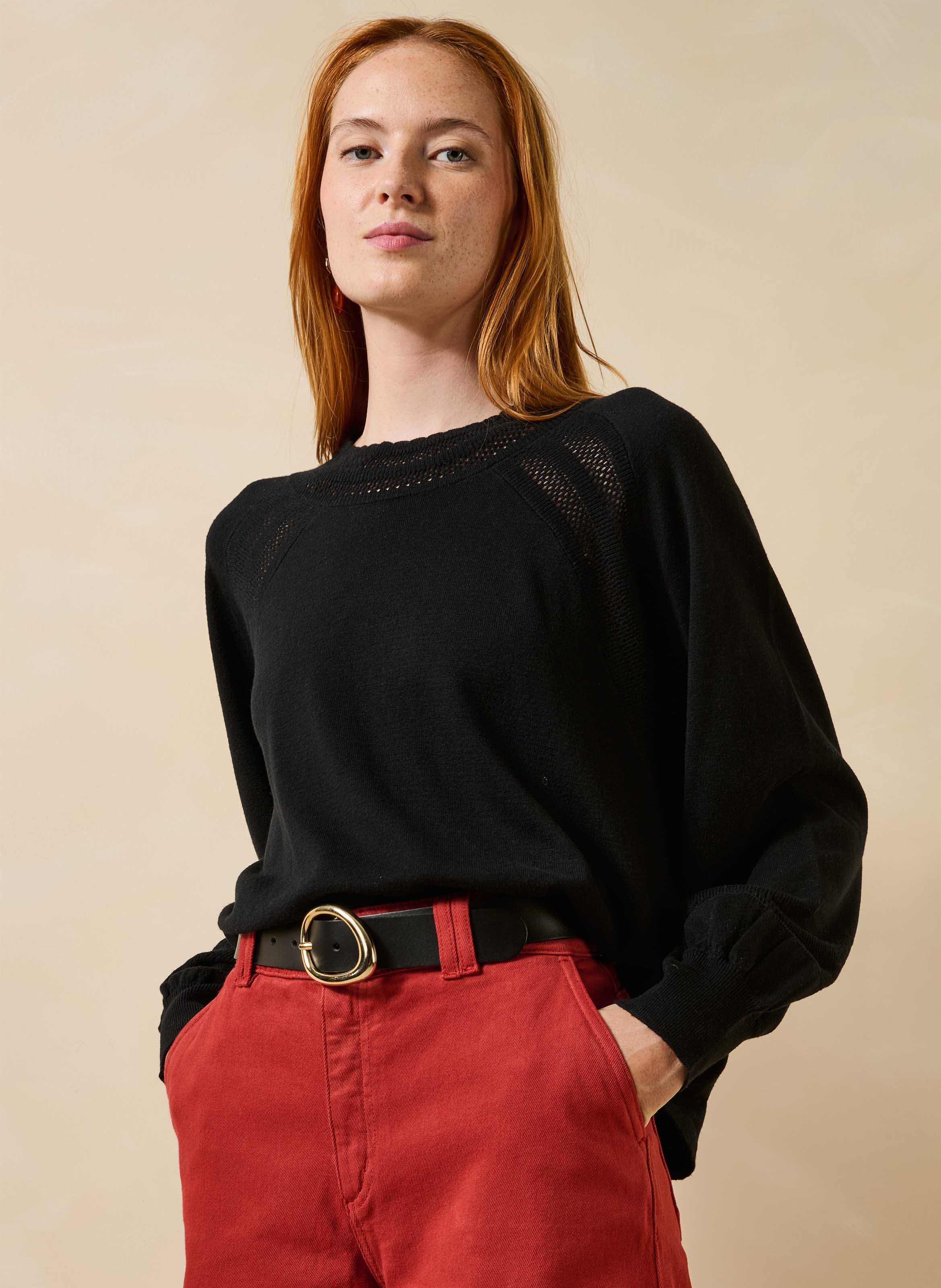 Leren riem met ovale gesp LA FEE MARABOUTEE Zwart