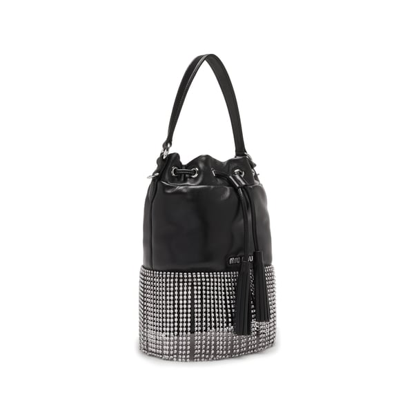 Sac seau en cuir et cristaux