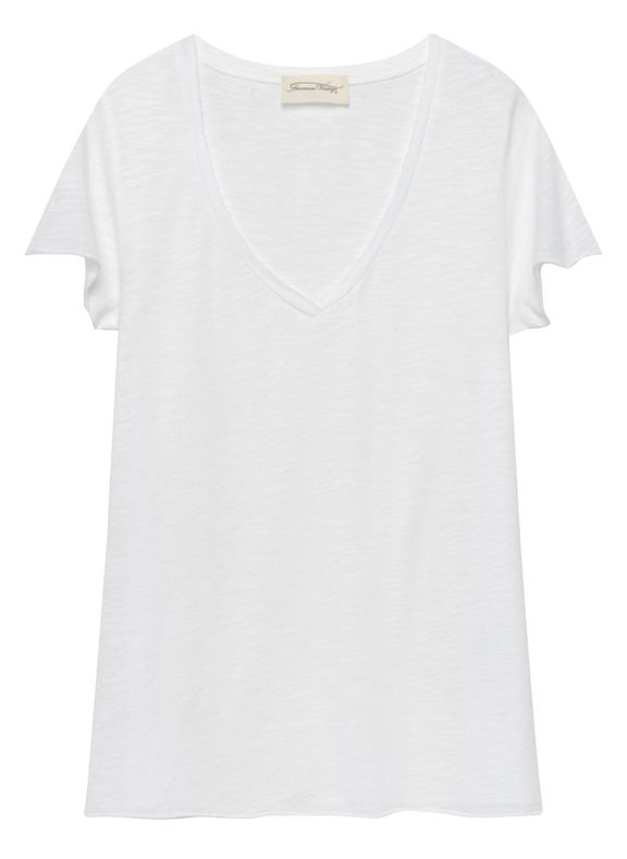 AMERICAN VINTAGE Tee-shirt col v en coton mélangé jacksonville Blanc