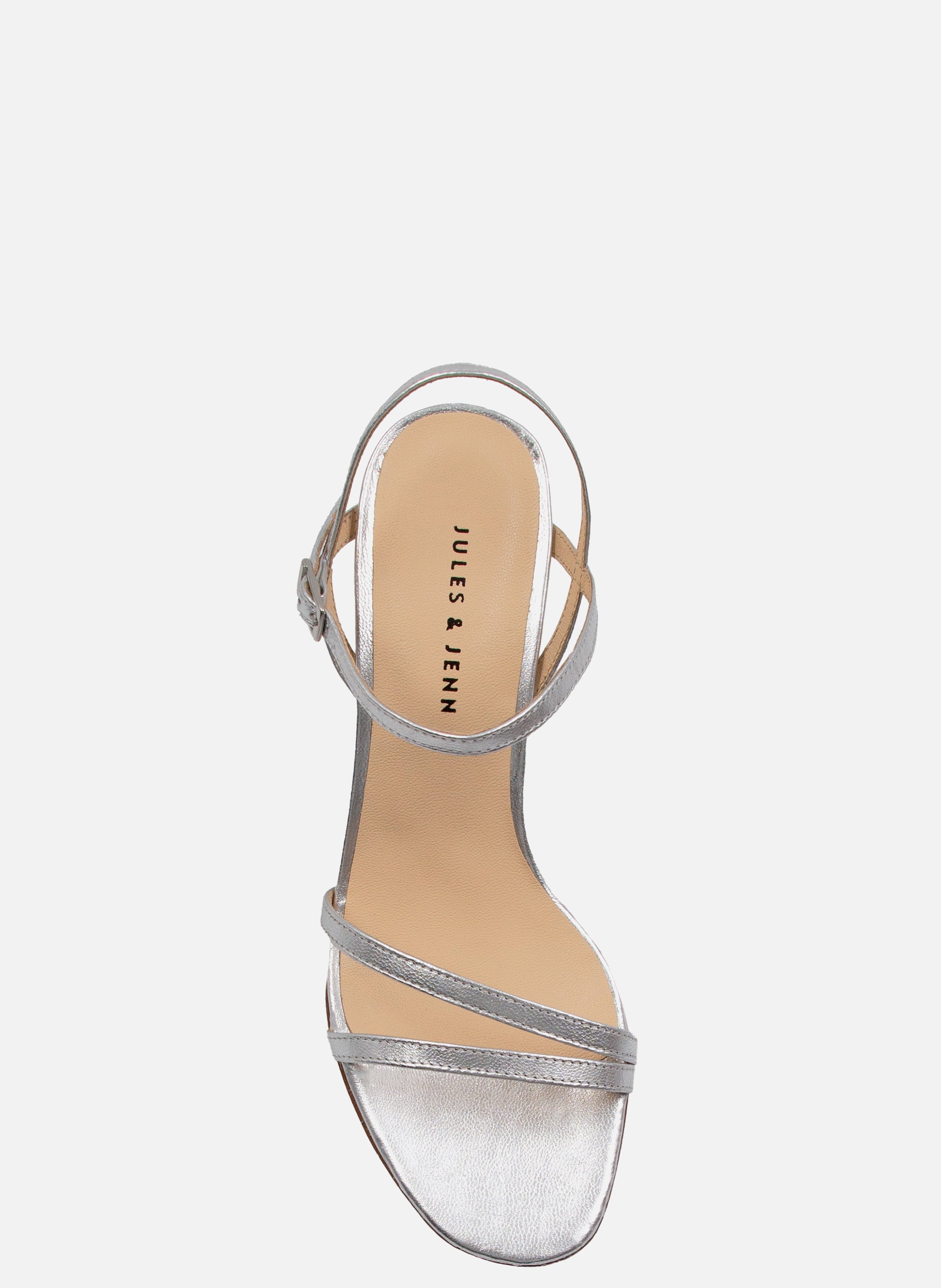 Sandales talon épurées cuir métallisé JULES & JENN Argent
