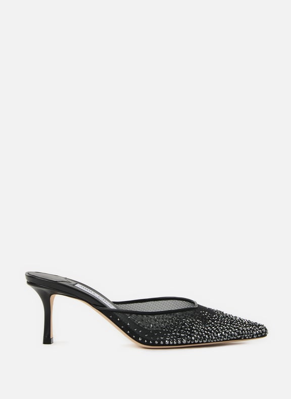 Crystal Heel Mules Black by JIMMY CHOO JIMMY CHOO Crystal Heel Mules Black