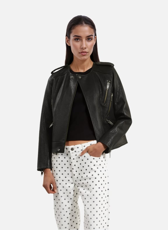 Blouson en cuir Noir by THE KOOPLES THE KOOPLES Blouson en cuir Noir
