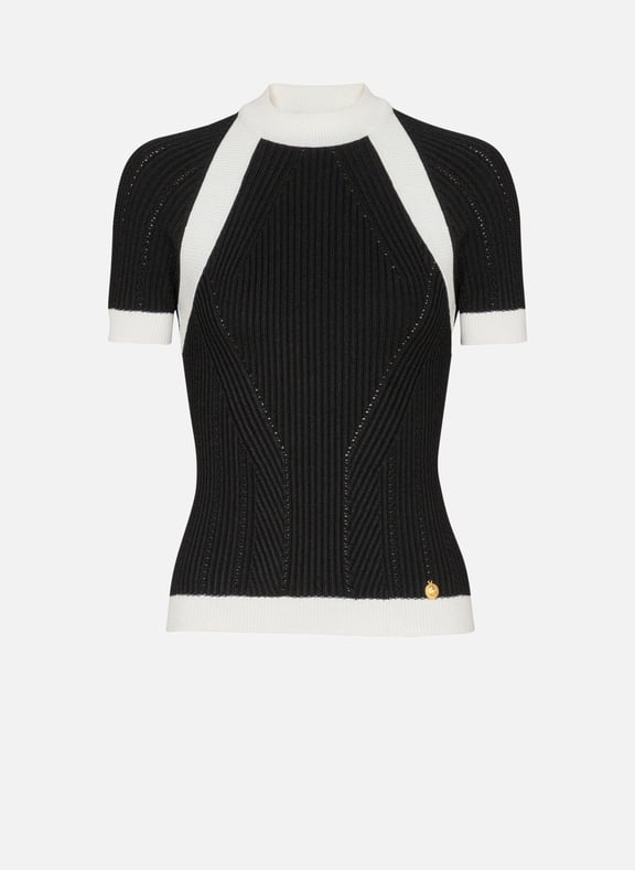 Top à manches courtes en maille Noir by BALMAIN BALMAIN Top à manches courtes en maille Noir