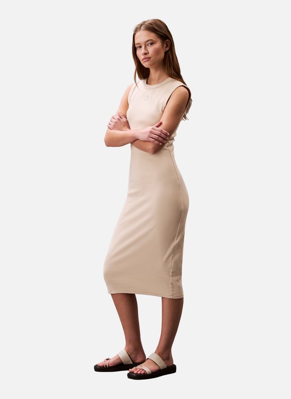 Robe moulante en coton Beige by CALVIN KLEIN CALVIN KLEIN Robe moulante en coton Beige