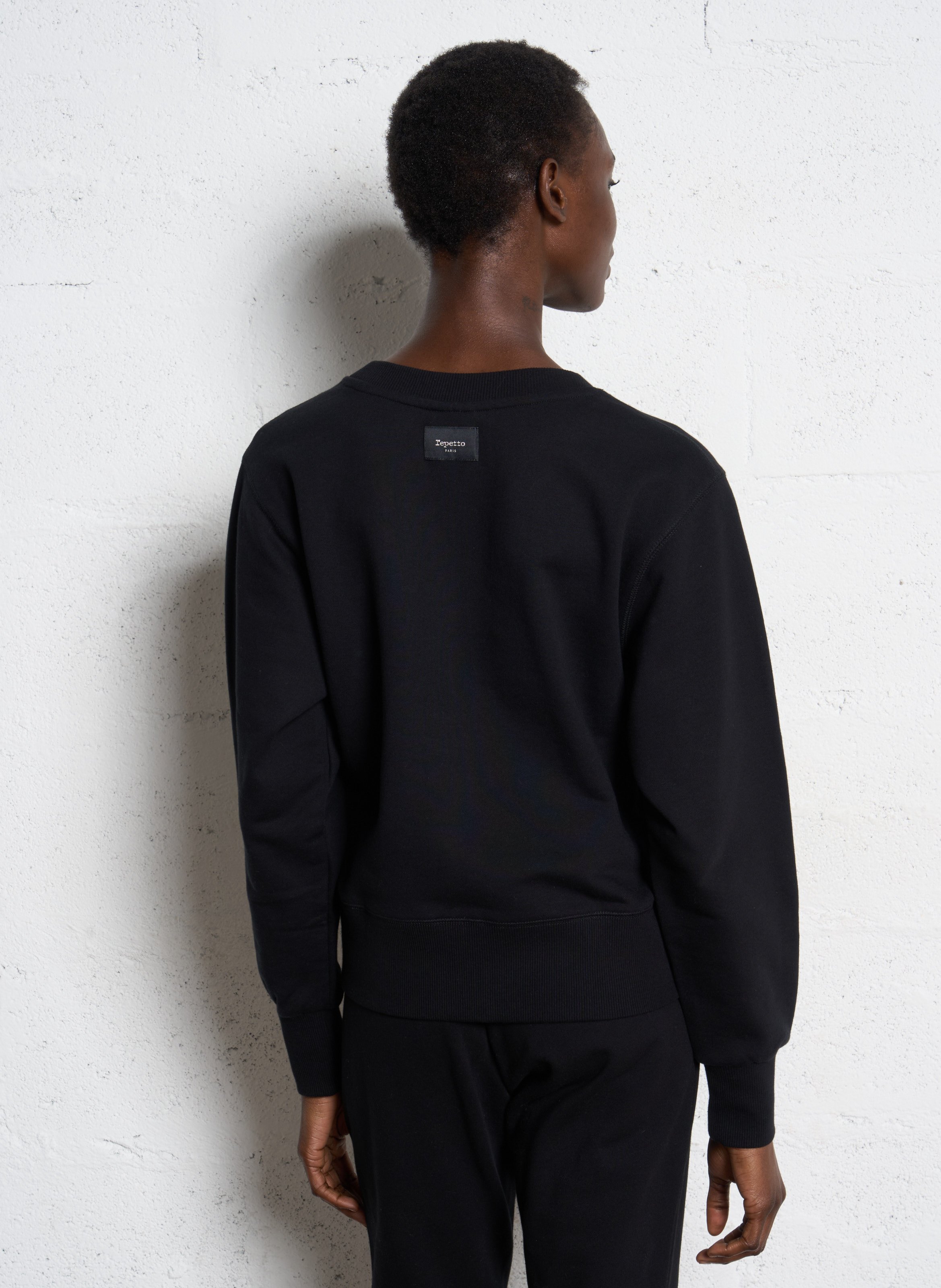 Sweatshirt col rond en coton brodé REPETTO Noir