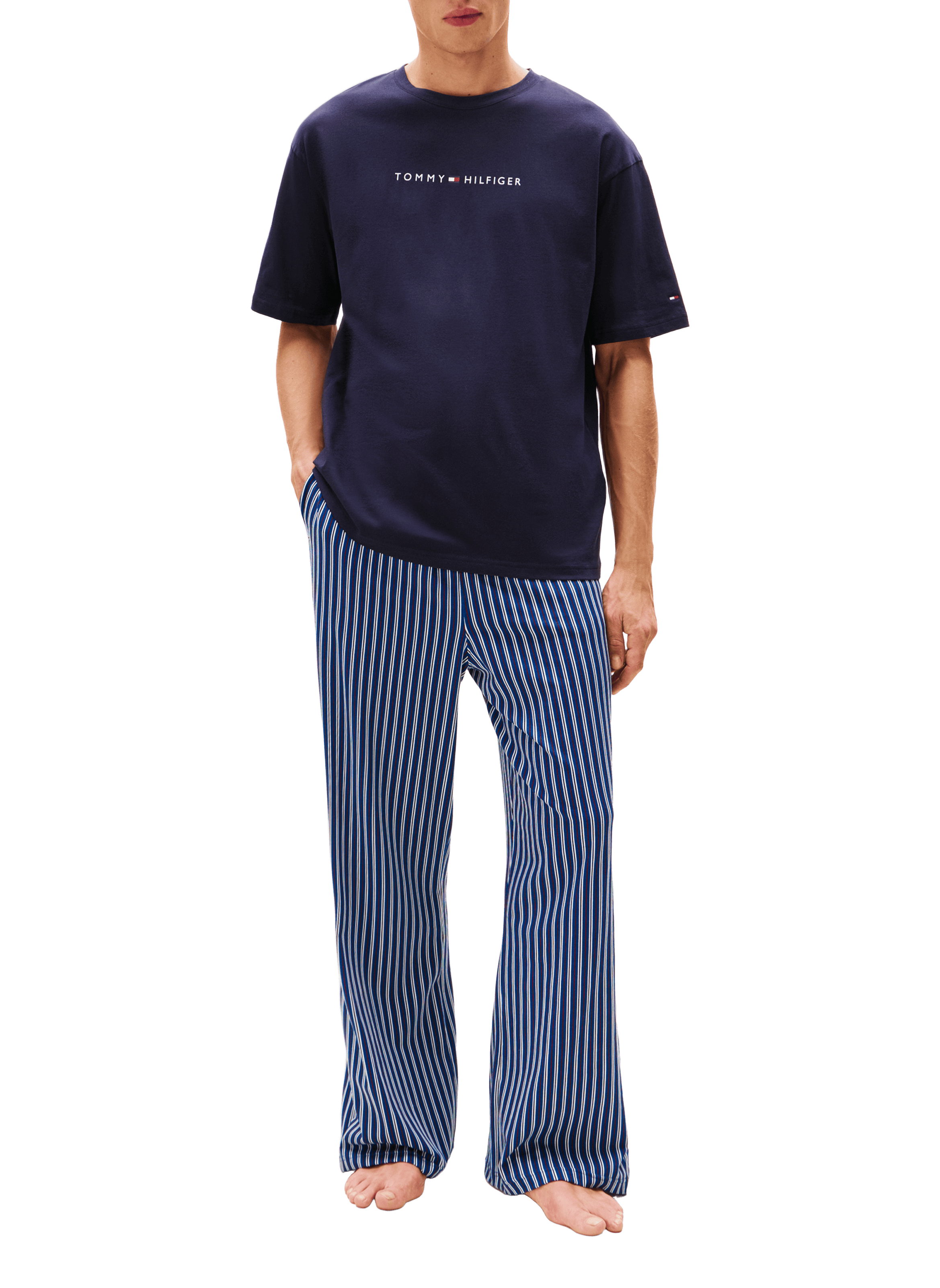 T-shirt de pyjama en coton TOMMY HILFIGER Bleu
