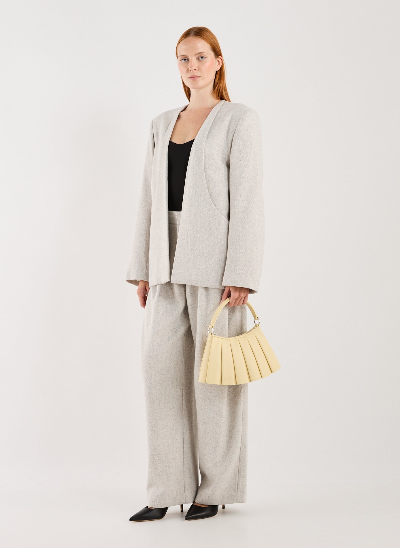 Petit sac Lenglen plissé en cuir LACOSTE Beige