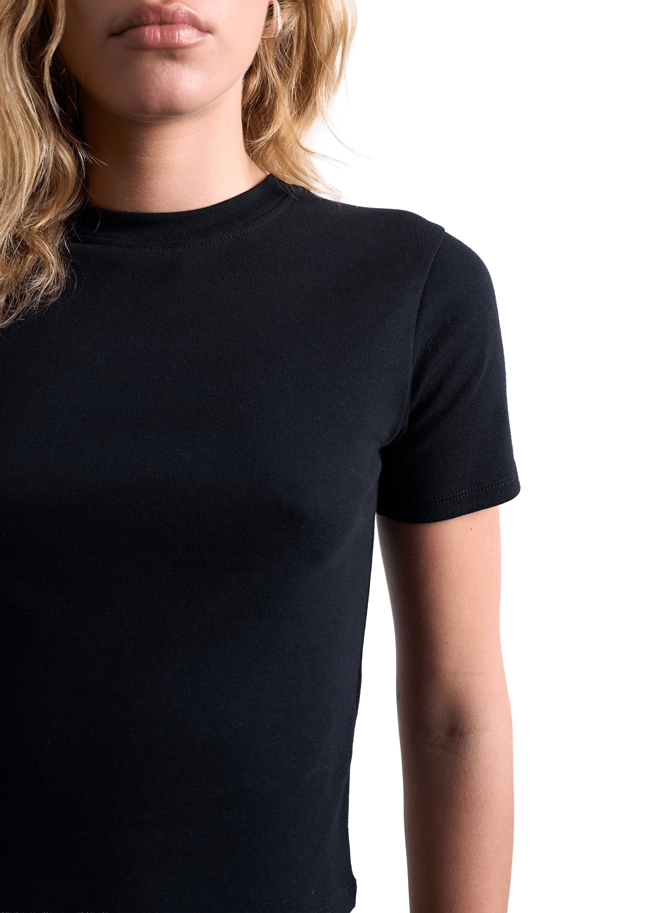 T-shirt uni à col rond TOPSHOP Noir