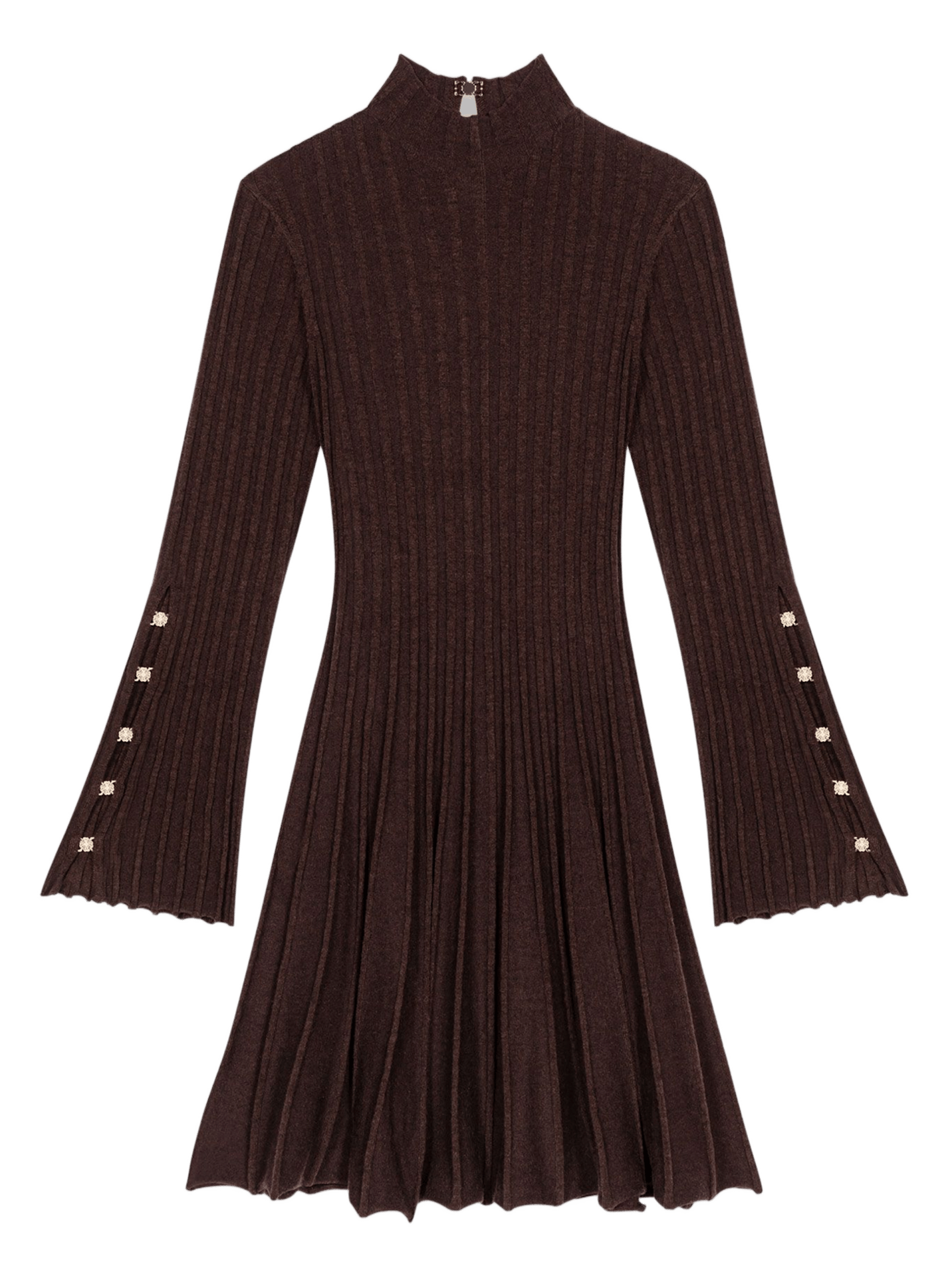 Robe courte col roulé Marron