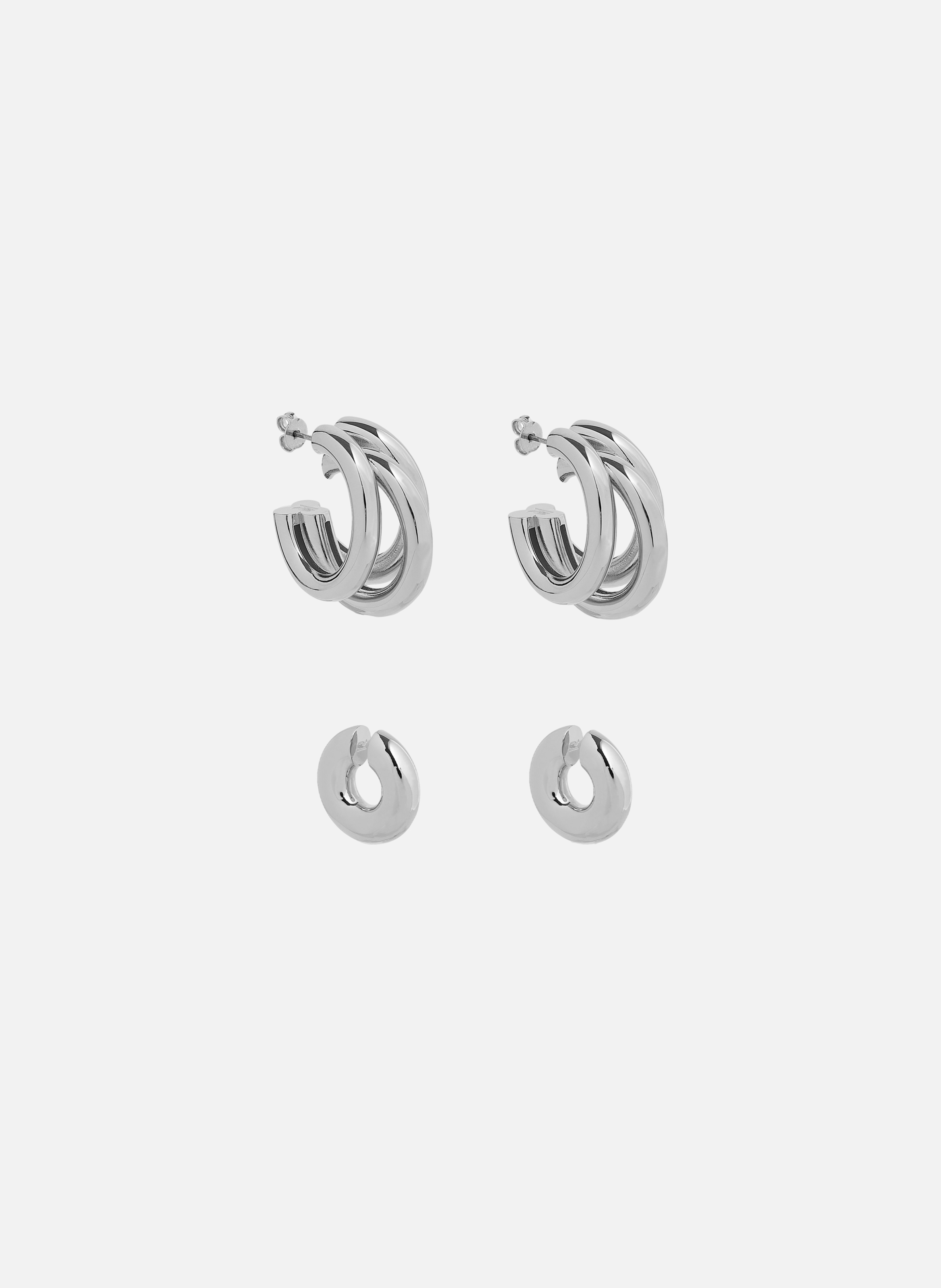 Duo de créoles et ear cuffs punk RABANNE Argent