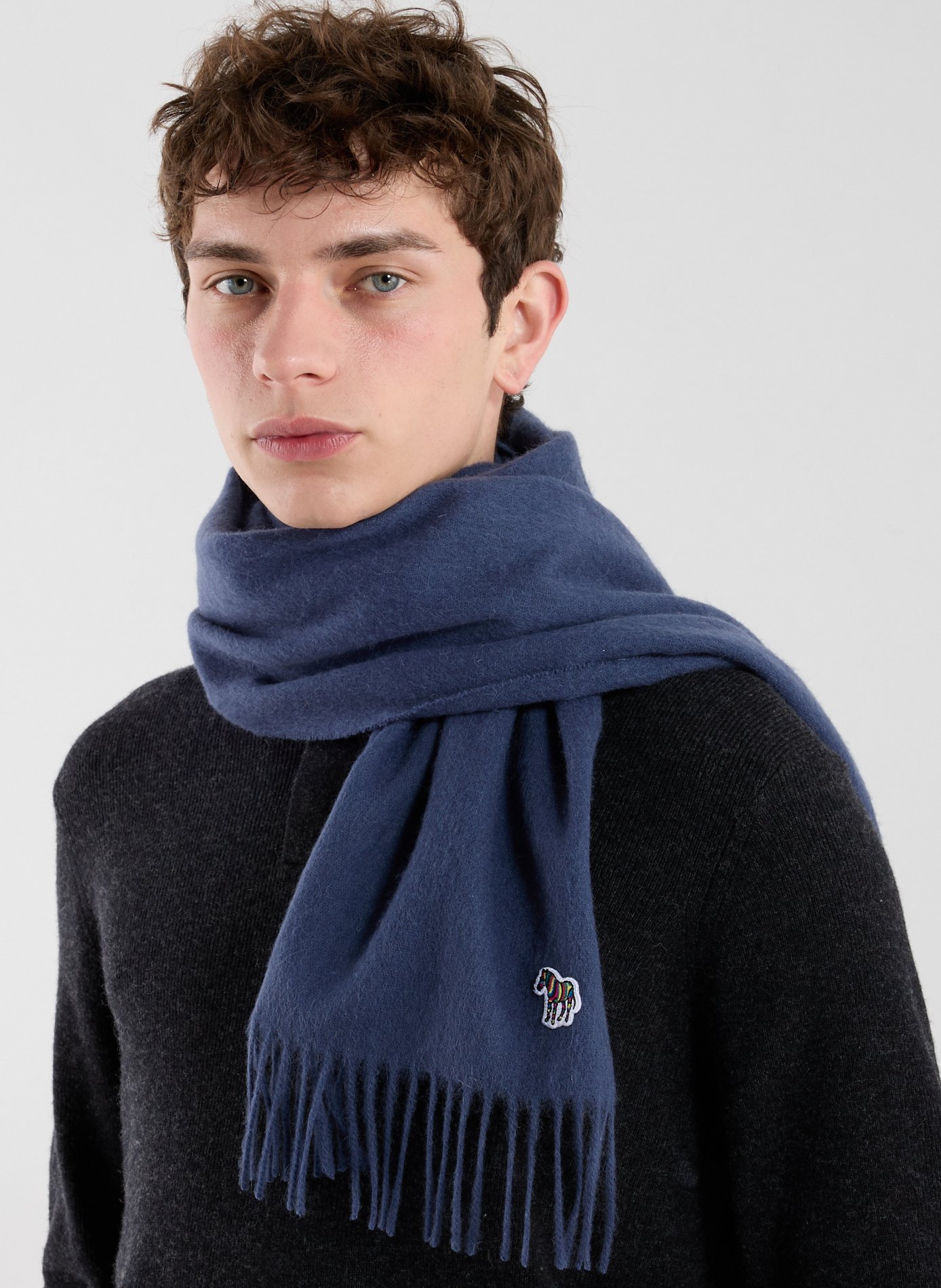 Echarpe à franges en laine vierge PAUL SMITH Bleu