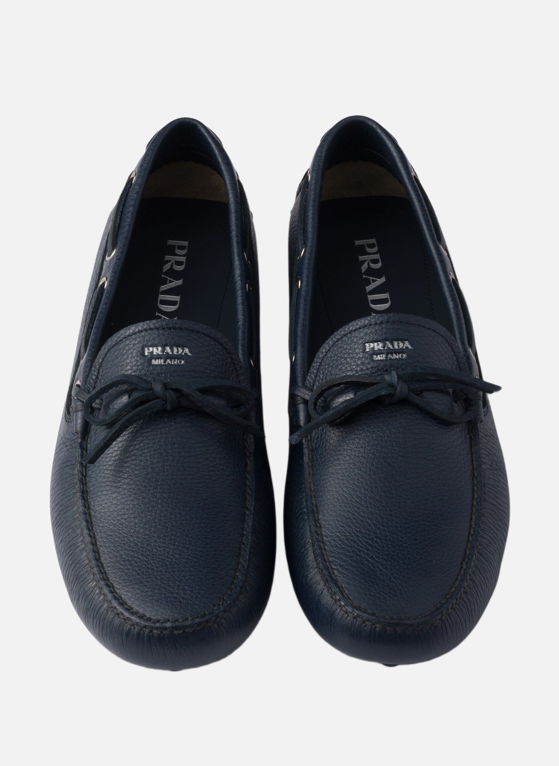 Mocassin en cuir PRADA Bleu