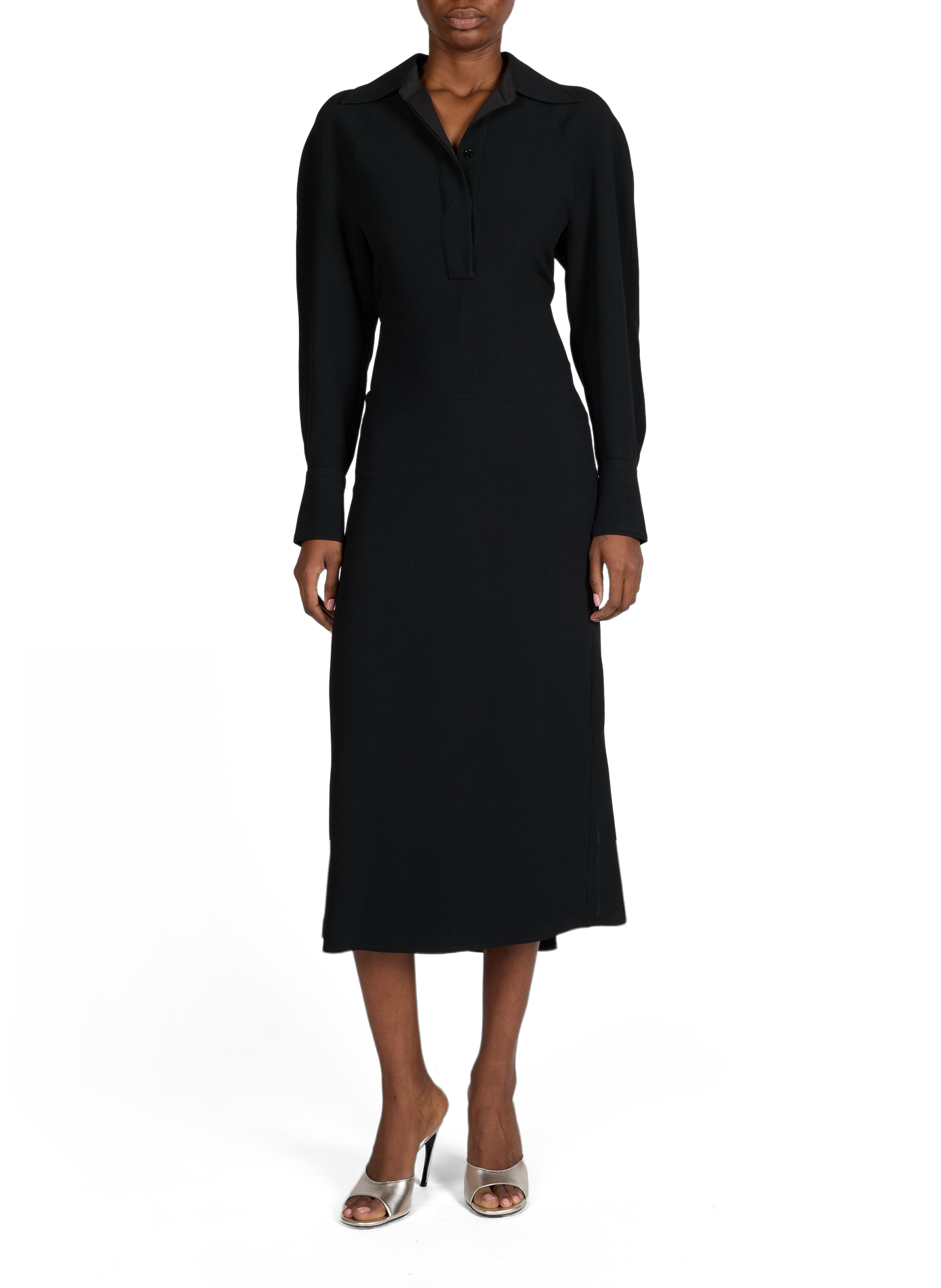 <p>Mid-length fitted dress with puff sleeves</p> VICTORIA BECKHAM Black