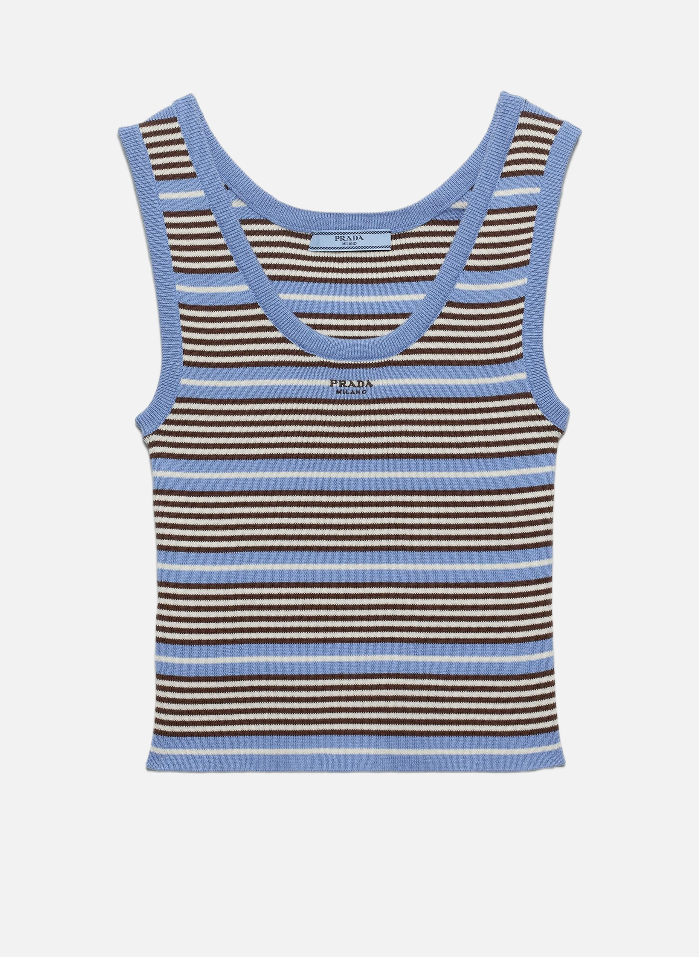 Débardeur en maille de coton PRADA Bleu