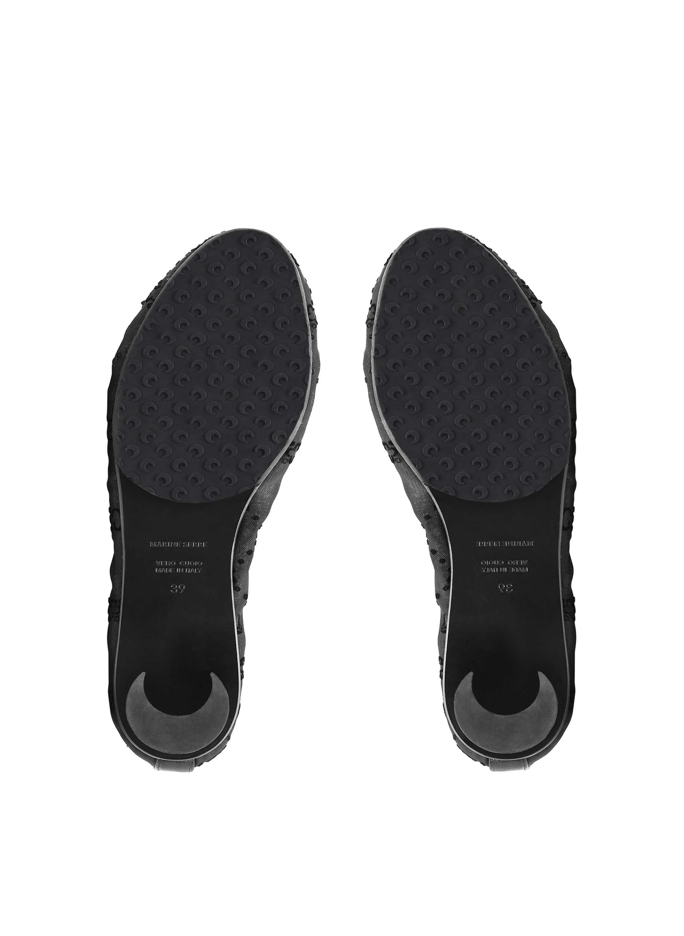 Moonogram mesh flock flats MARINE SERRE Black