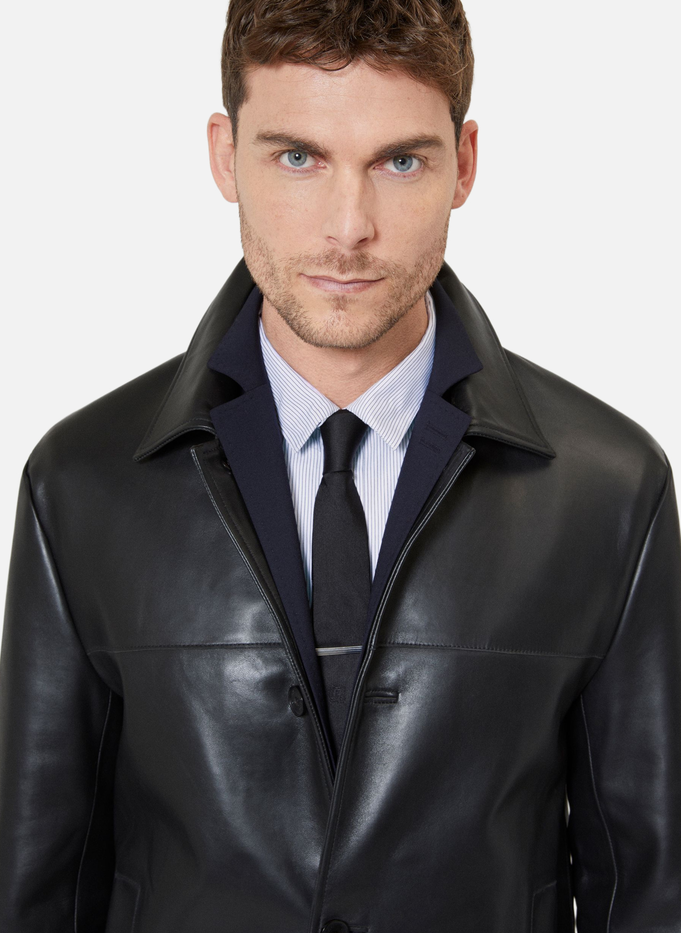 Blouson en cuir à boutons THE KOOPLES Noir