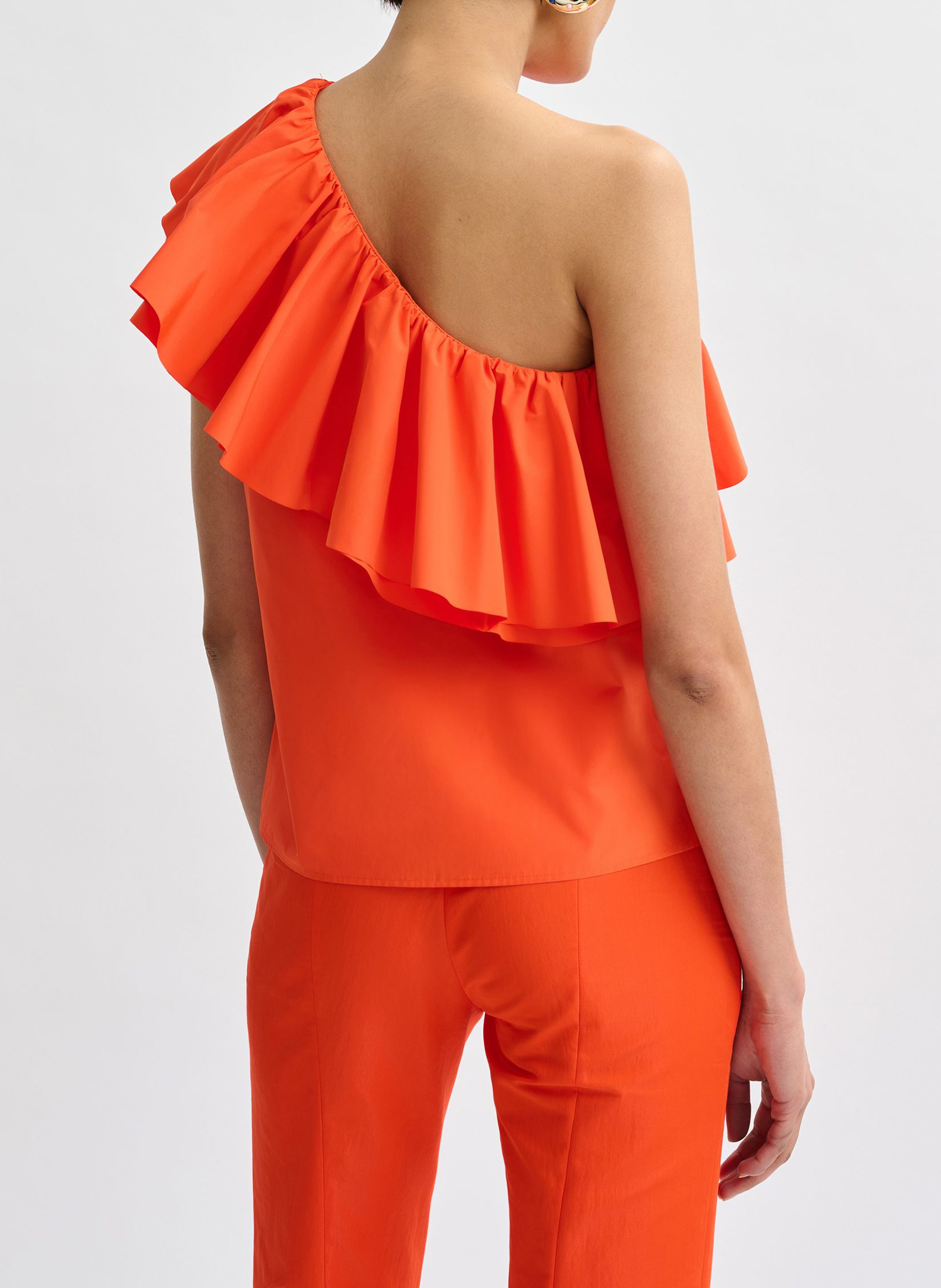 Top asymétrique imprimé jillian ESSENTIEL ANTWERP Orange
