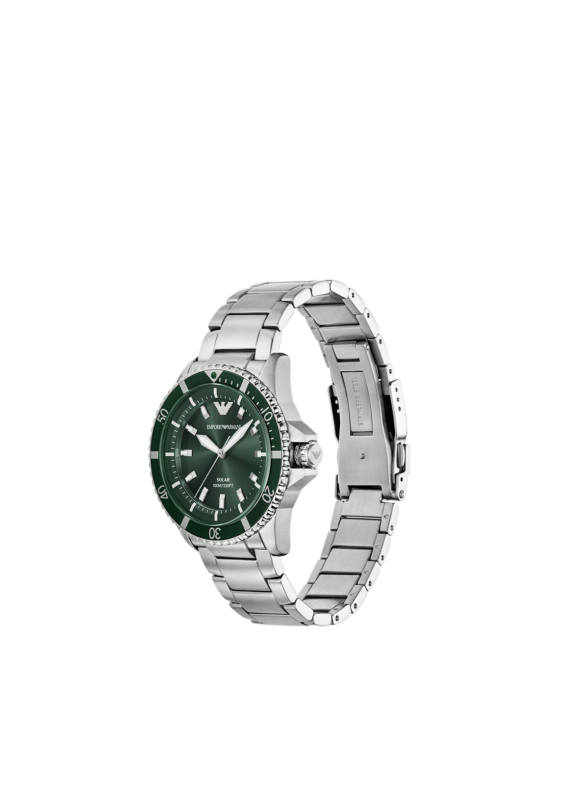 Montre quartz World Explorer en acier inoxydable ARMANI MONTRES Vert