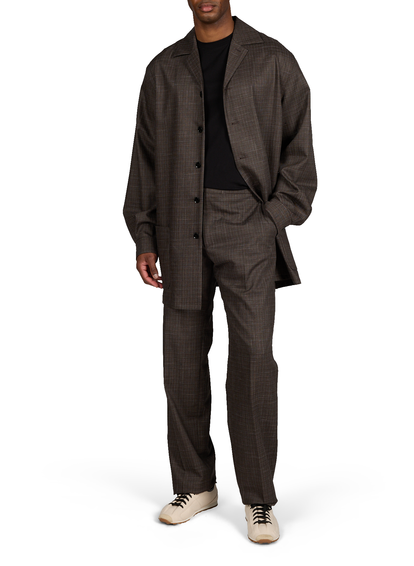 Oversize Nottingham Hemd aus Wolle und Baumwollmischung LACOSTE Braun