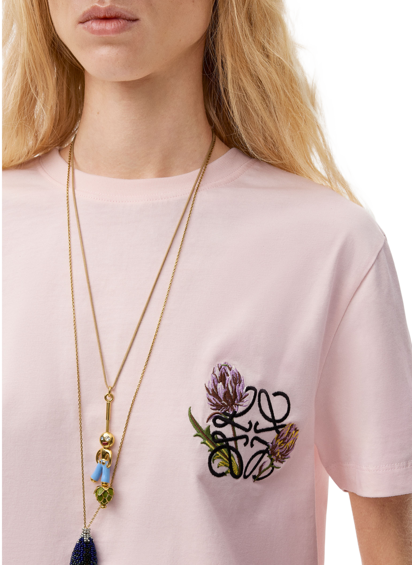 Classic embroidered cotton t-shirt LOEWE Pink