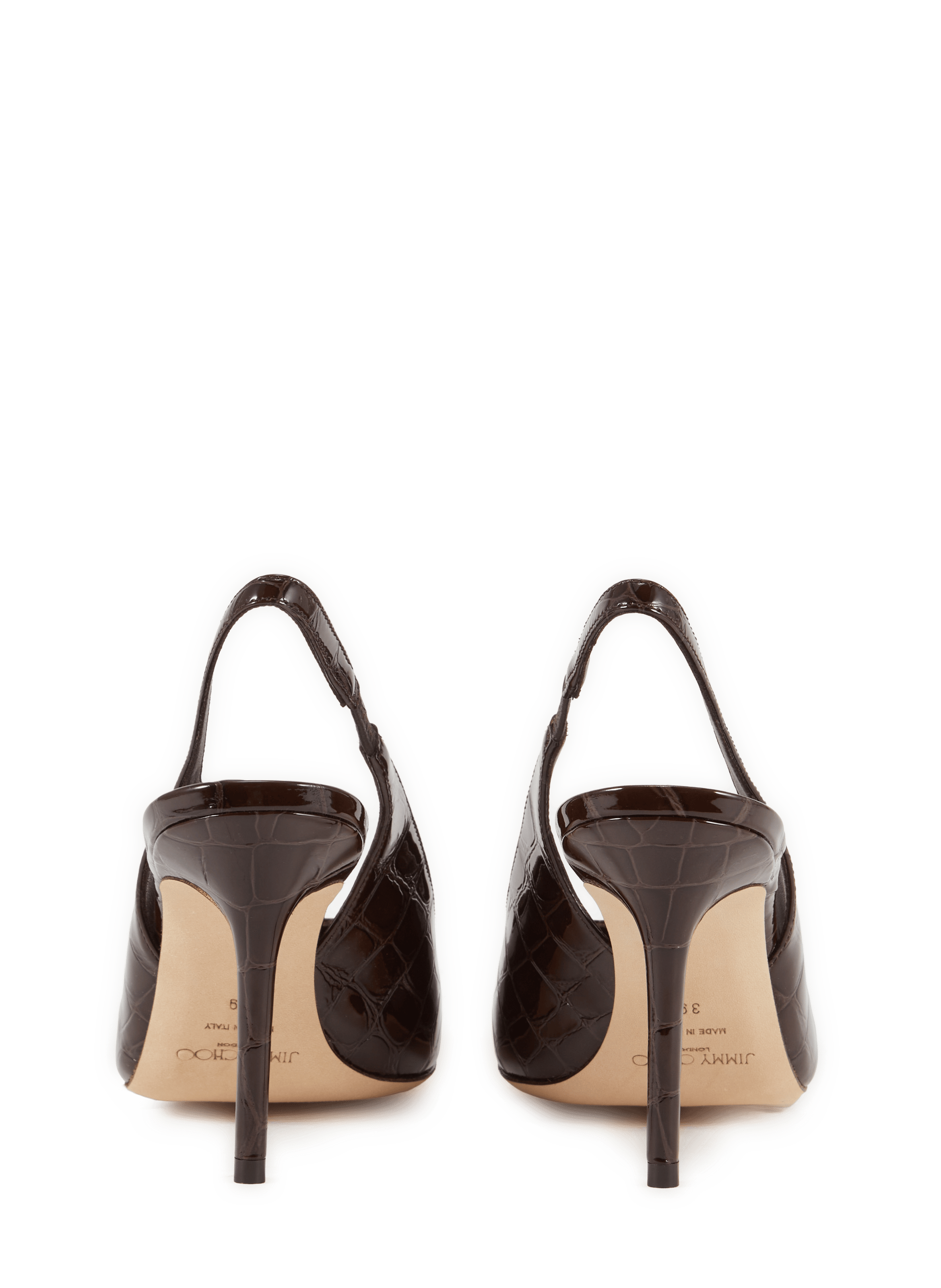 Sling-back Love 85 in vernis printed crocodile JIMMY CHOO Marrone