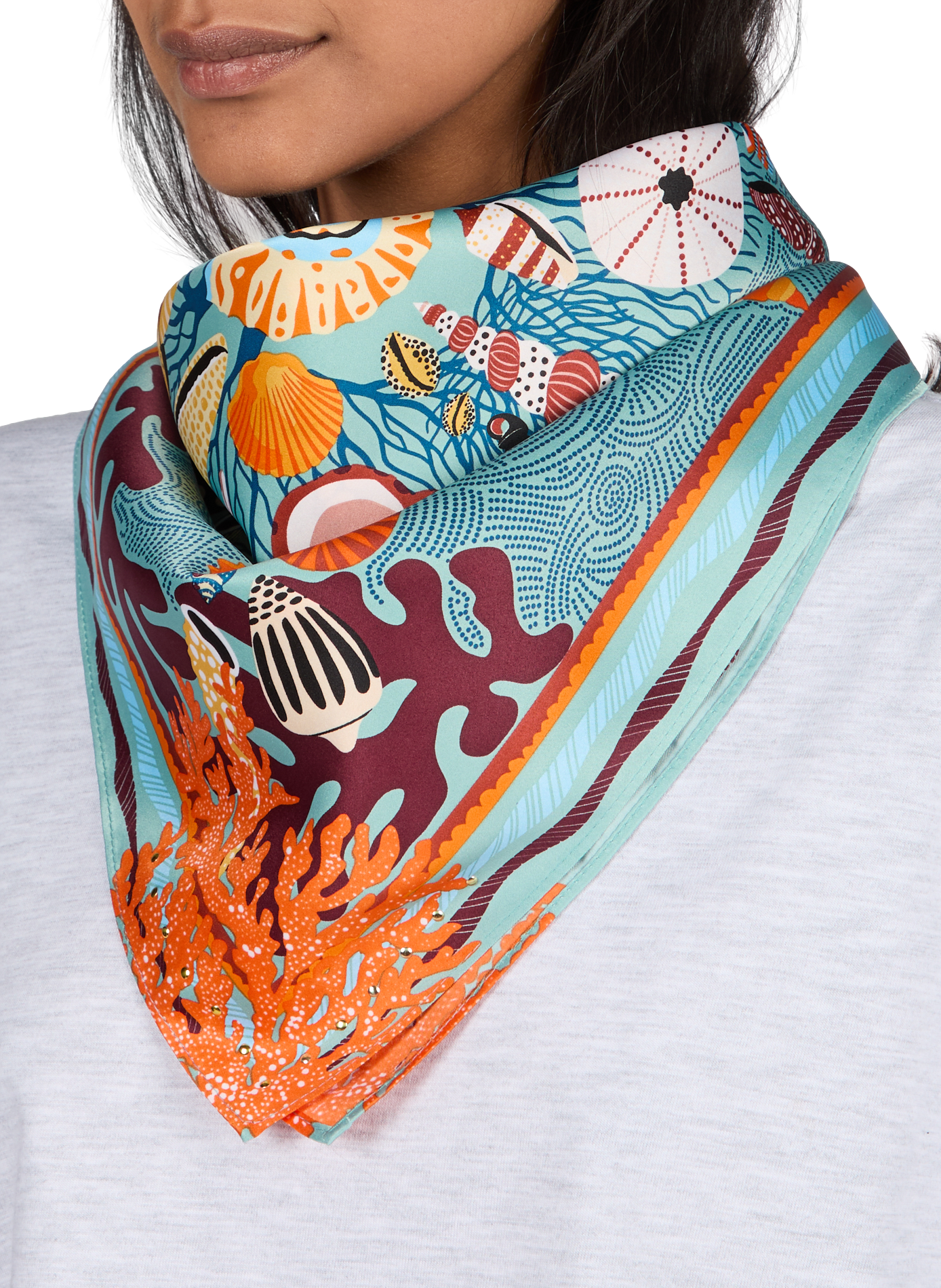 Printed Coral Scarf WILD Blue